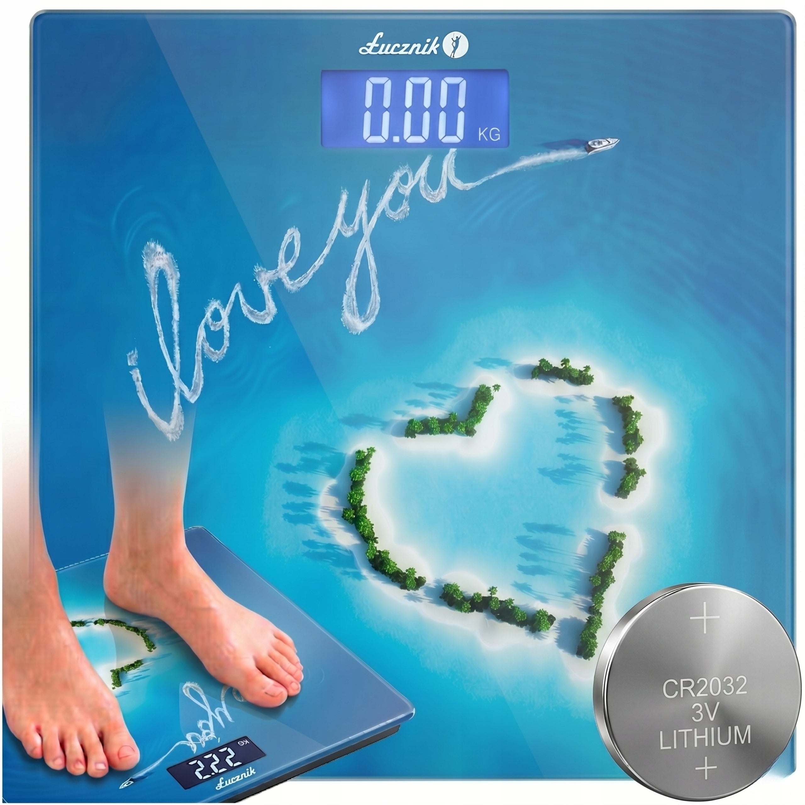 Bathroom Scale Electronic LCD Glass Accurate Łucznik 150kg + BATTERIES