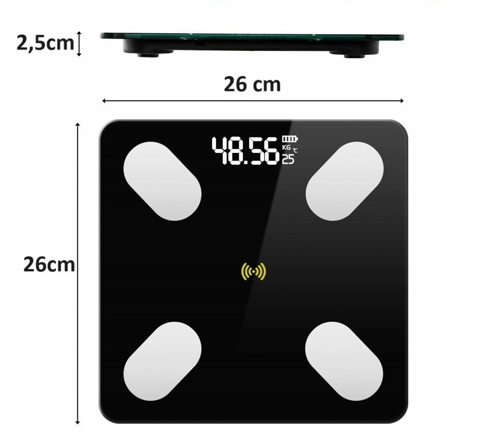 Bathroom Scale SMART ANALYTICAL 180kg LCD BlueTooth SMART FIT Kind electronic