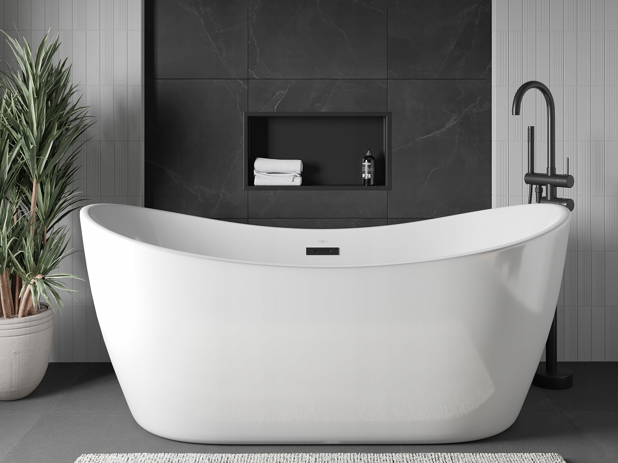 Bathroom Shower Shelf Flange 60x30 Mexen X-Wall-R Black Manufacturer code 1970603010