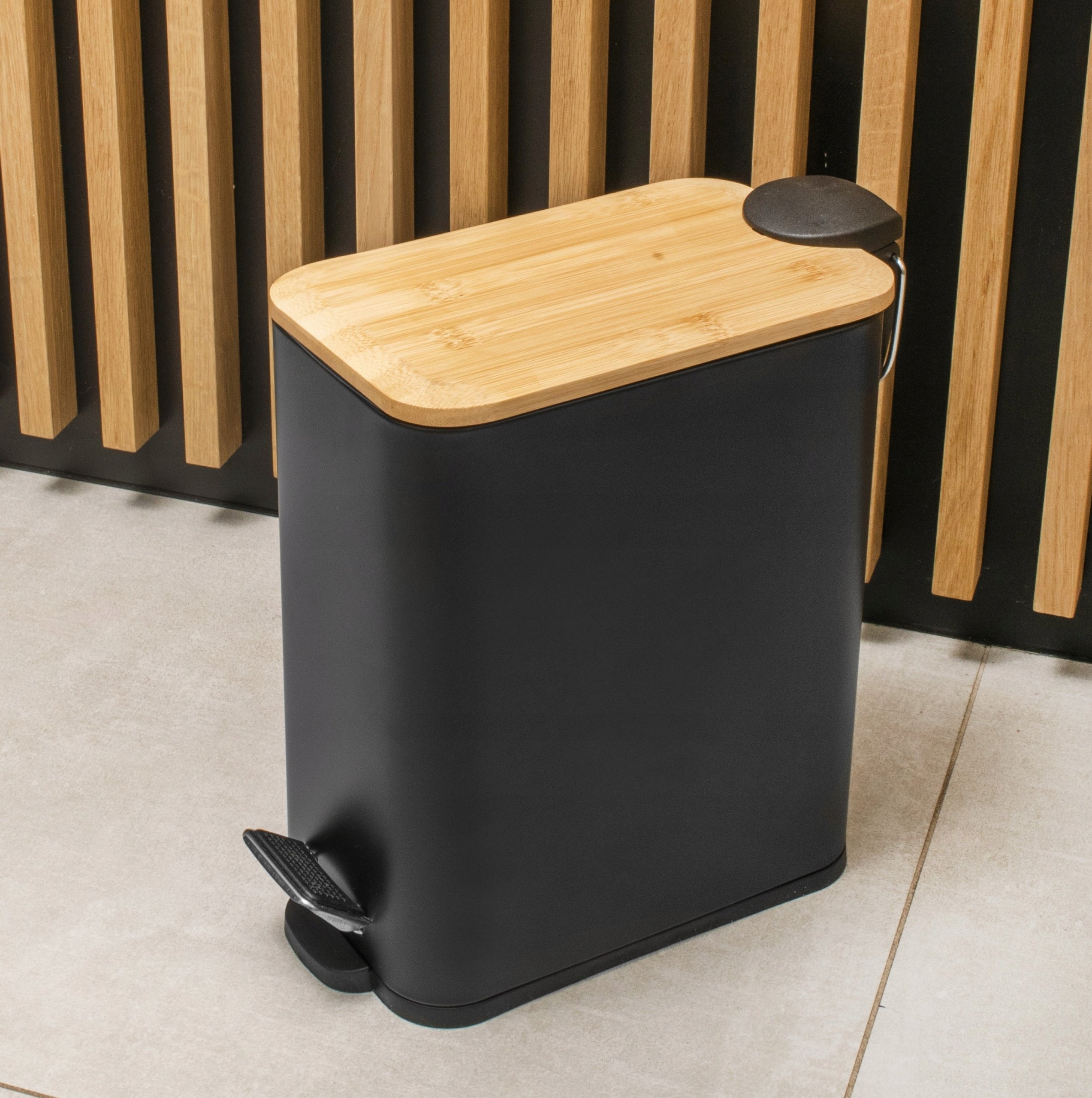 Bathroom Toilet Paper Rack and Trash Can Set Black Bamboo Manufacturer code CH.MOBY-5-BLK_P.YAMI-BLK