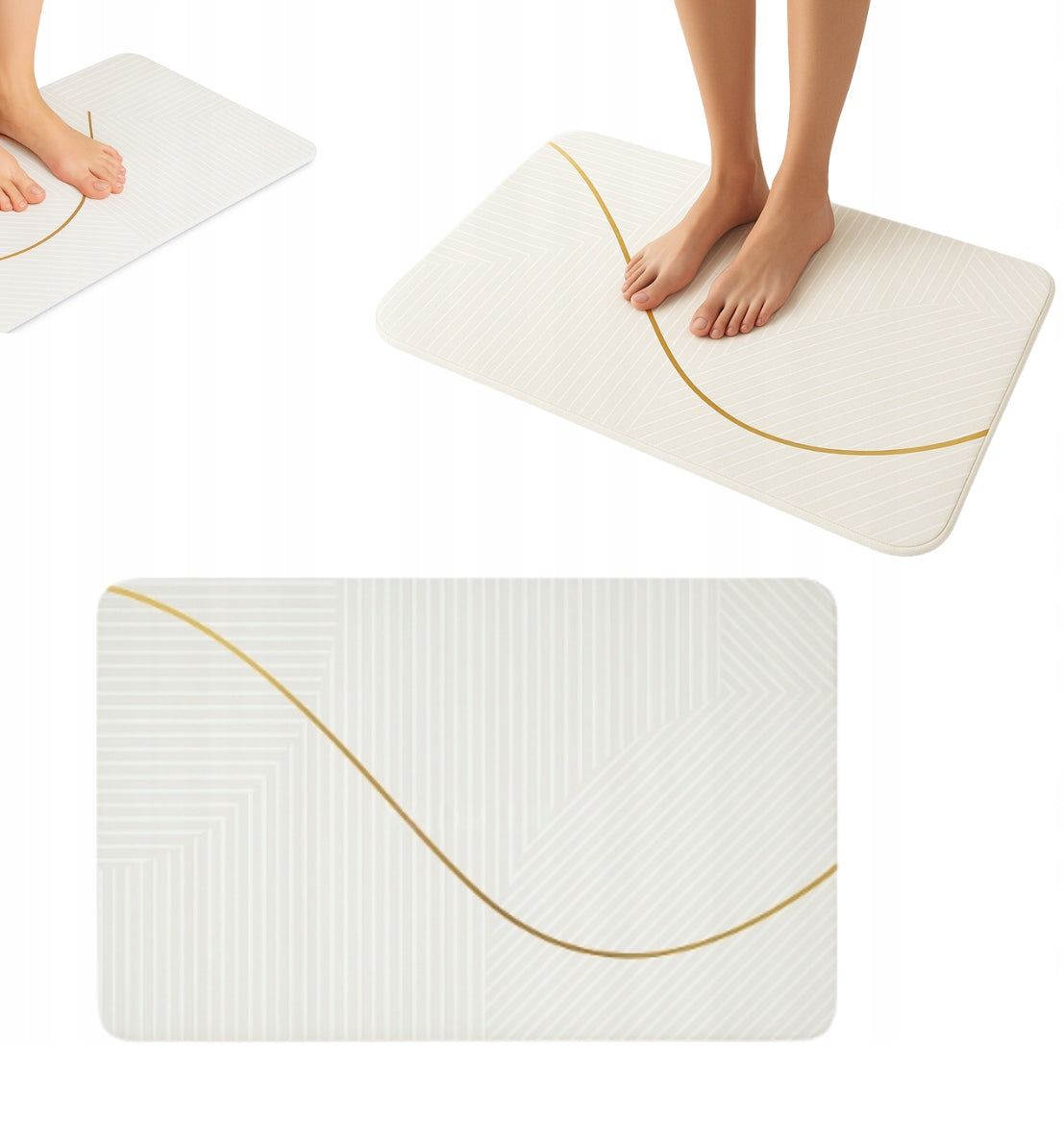 Bathroom mat non-slip quick-drying rug for bathroom beige 50x80