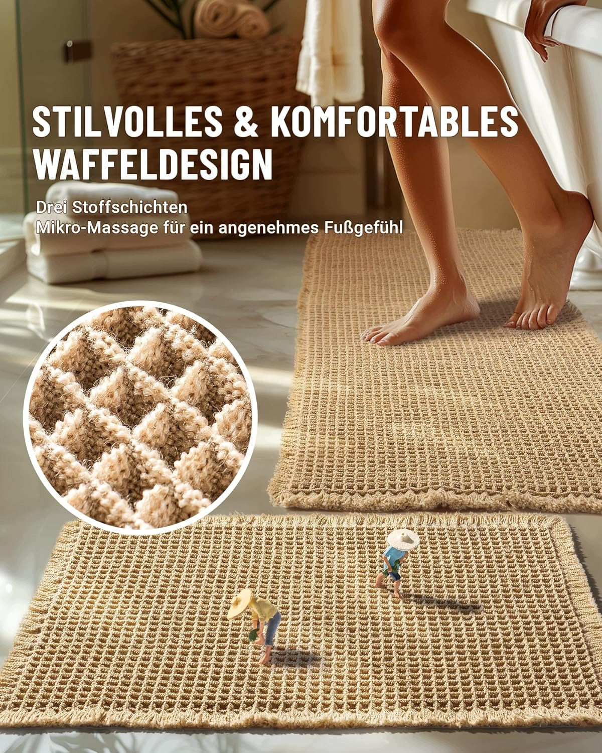 Bathroom rugs 2 pcs anti-slip boho 51x120 41x61 cm Brand no brand