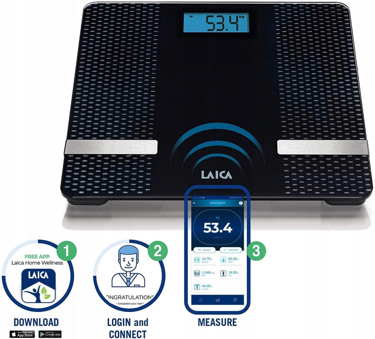 Bathroom scale LAICA PS7002 analyzer 180kg Brand Laica