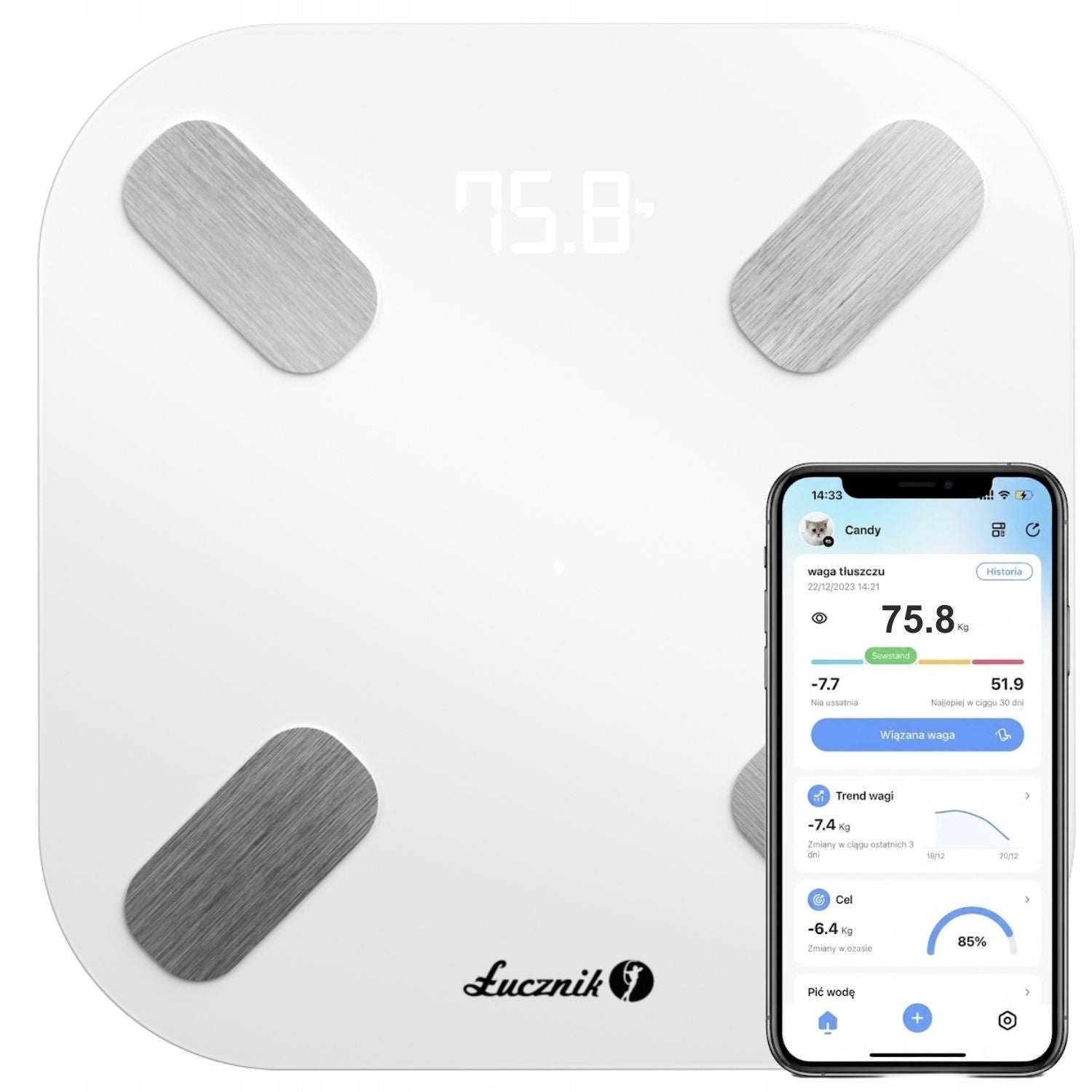 Bathroom scale analytical electronic smart BMI fat application PL Packaging status original