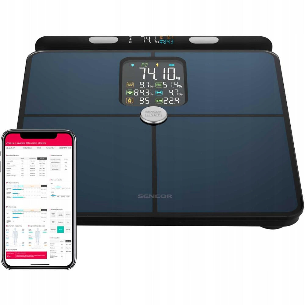 Bathroom scale smart analytical Sencor 9102 fitness iOS Android BT Manufacturer code SBS 9102BK