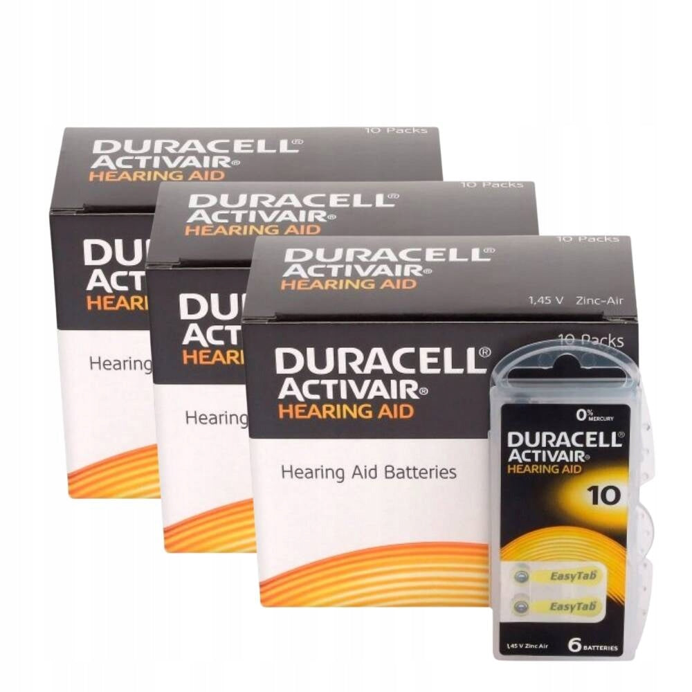 Batteries Duracell ActivAir 10 / PR70 - 180 pieces 3x box