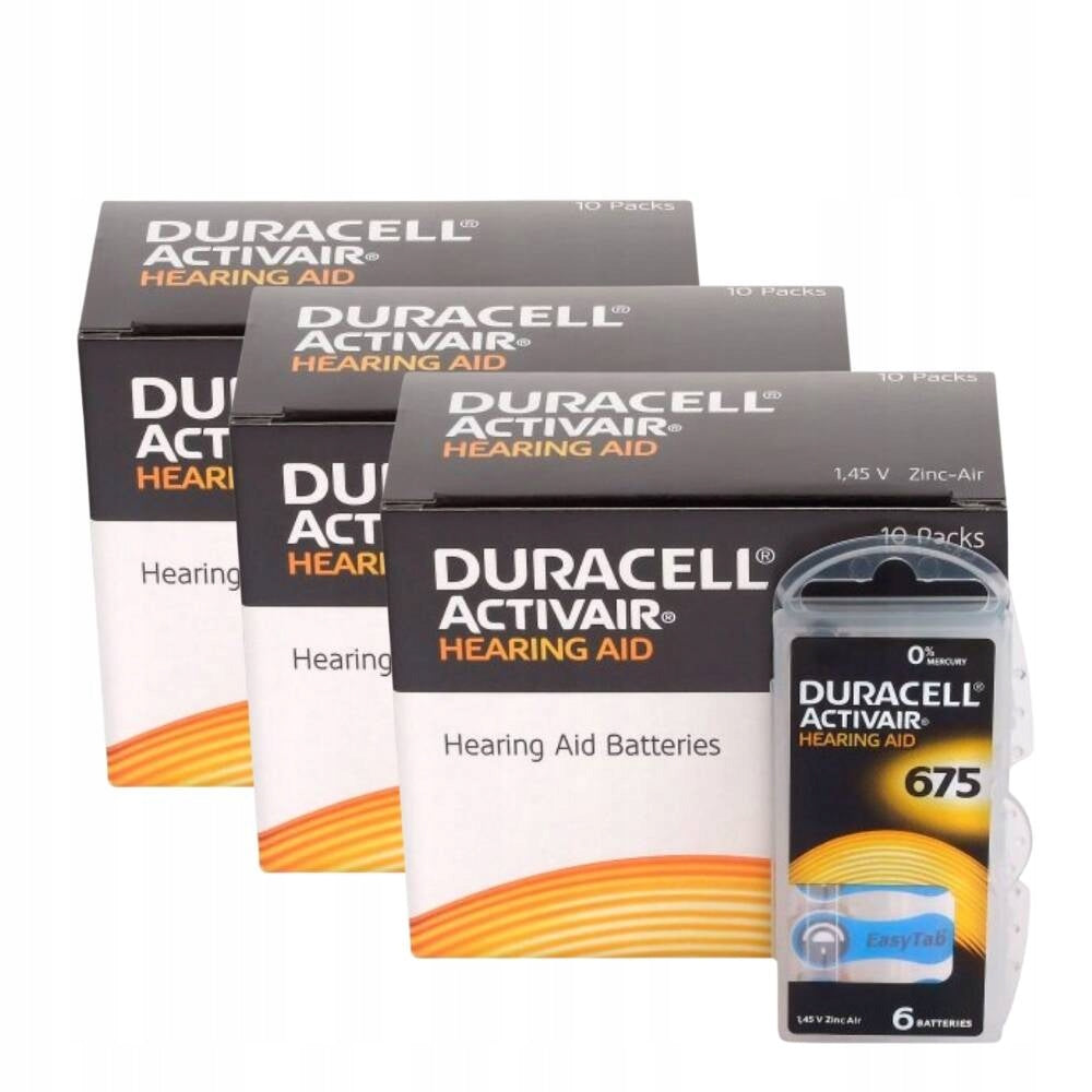 Batteries Duracell ActivAir 675 / PR44 - 180 pieces 3x box