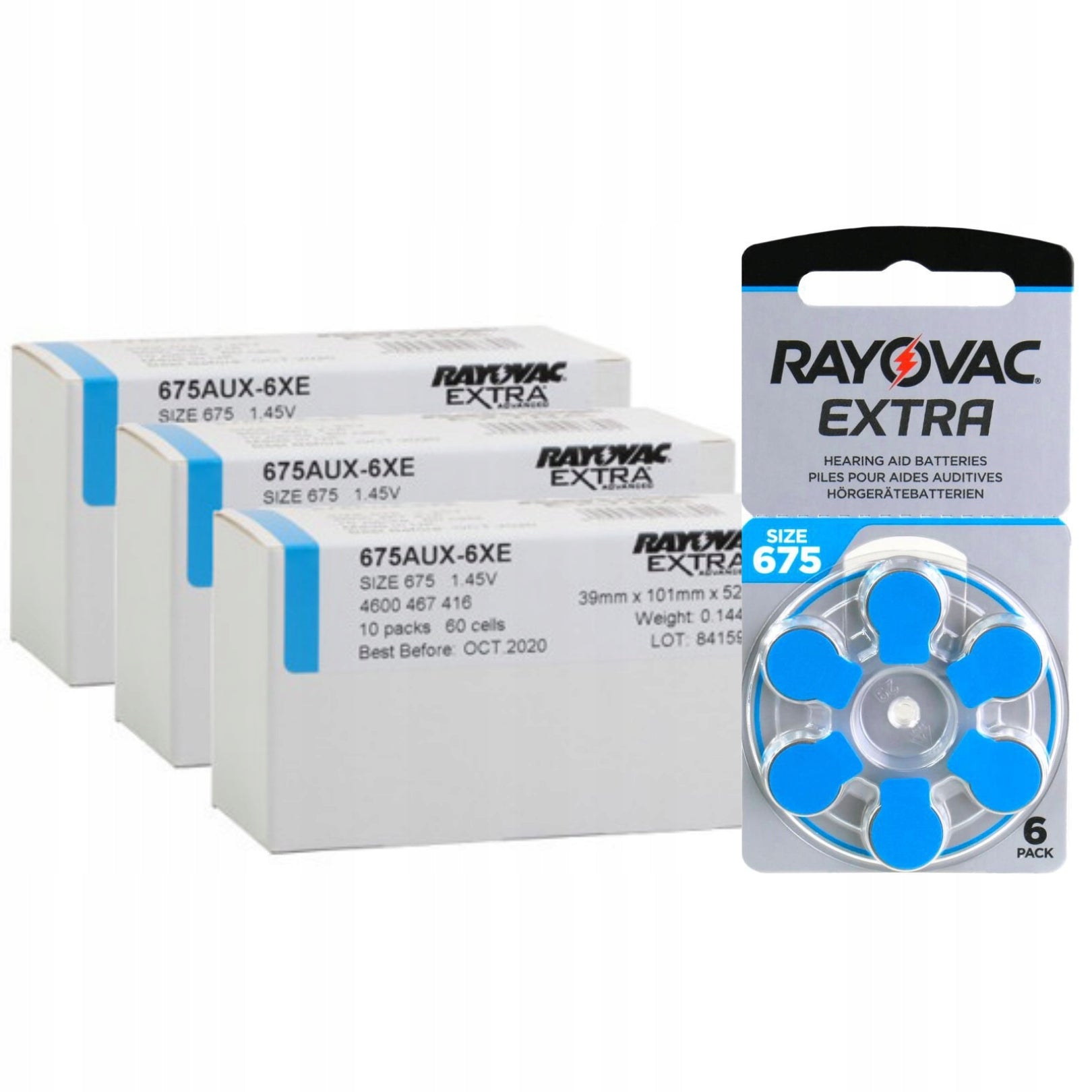 Batteries RAYOVAC 675 EXTRA ADVANCED 3 boxes (180)