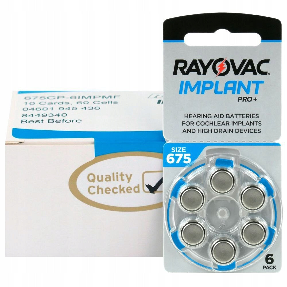 Batteries Rayovac Implant Pro+ type 675 180 pieces Medical device yes