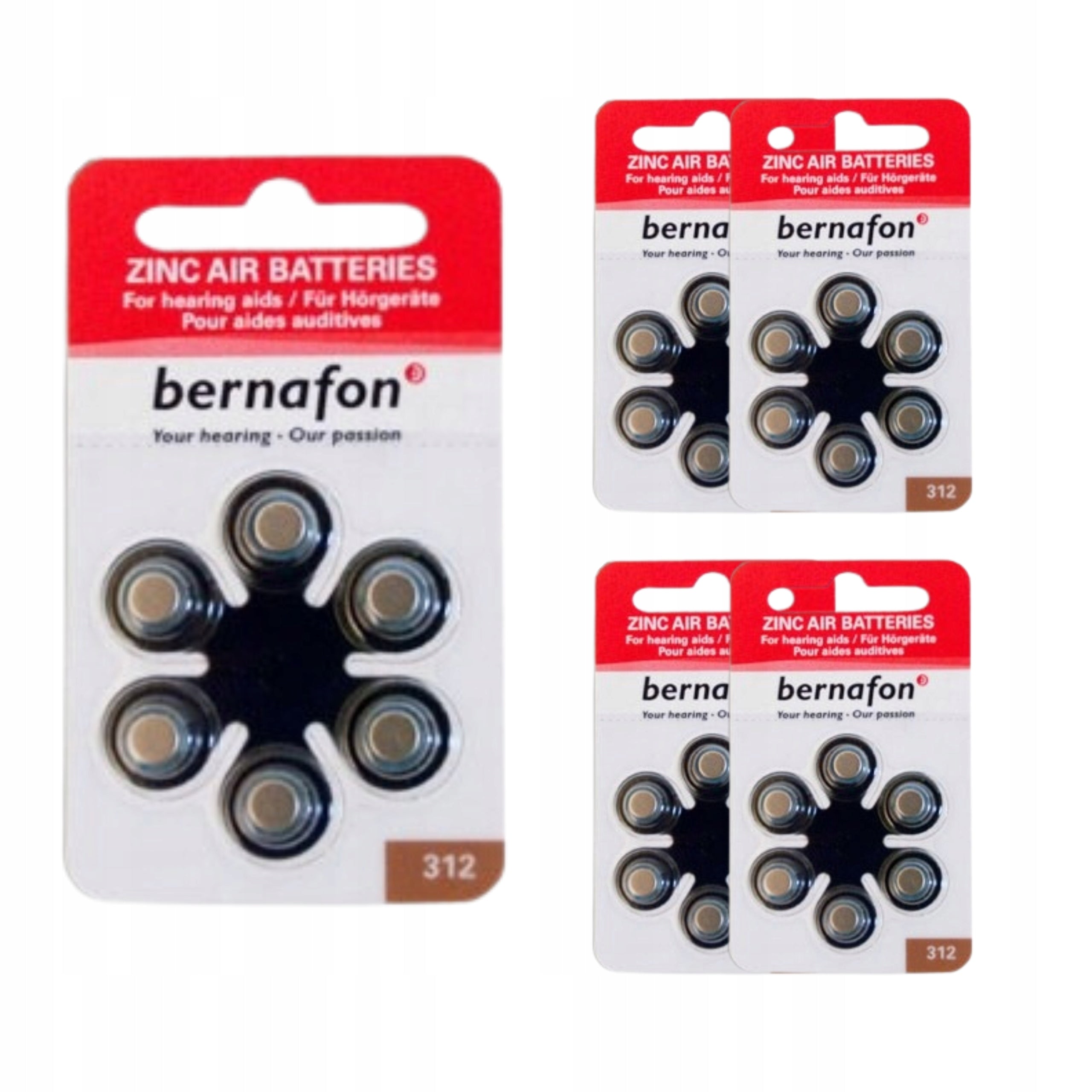 Batteries for Hearing Aids Bernafon 312- 5 Leaves (30 Pieces Battery)