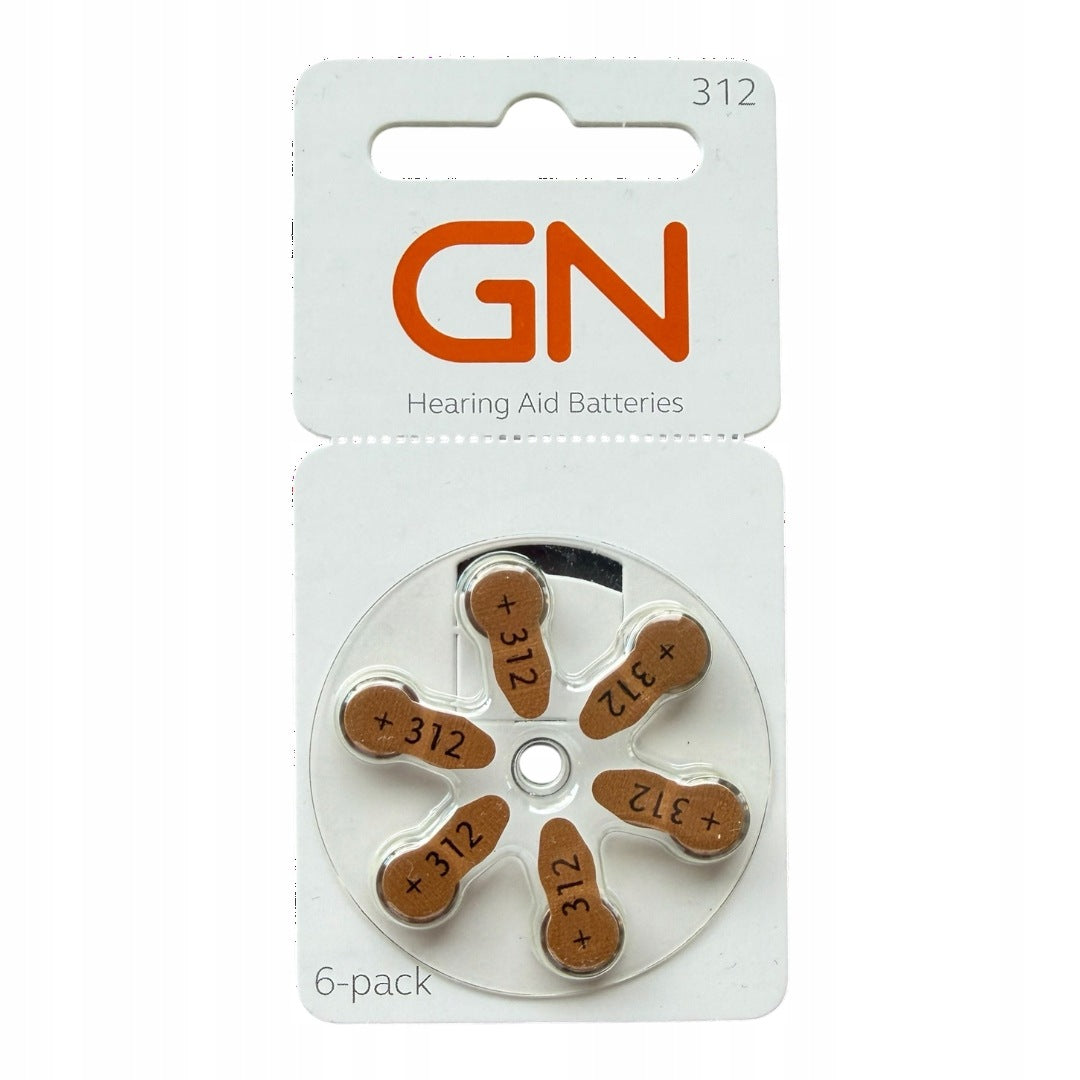 Batteries for Hearing Aids GN 312 1 Leaf 6 Pieces Battery