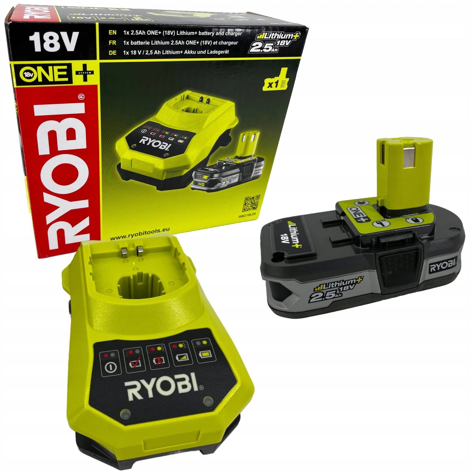 Battery 2.5Ah RYOBI + Charger RB18L25 BCL14181H ORIGINAL