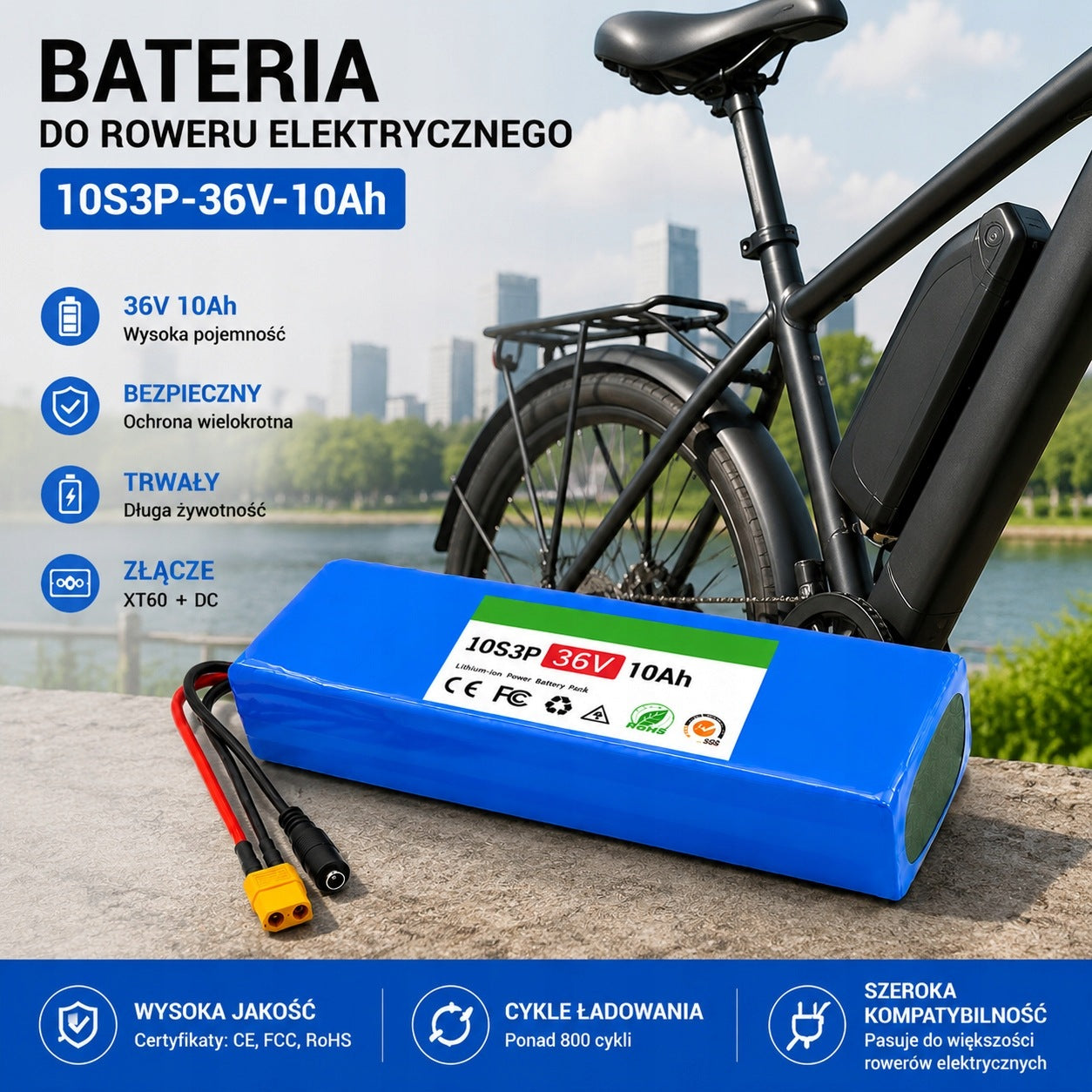 Battery 36V10Ah 360W Electric Bike 10S3P XT60 BMS Bafang Brand no brand