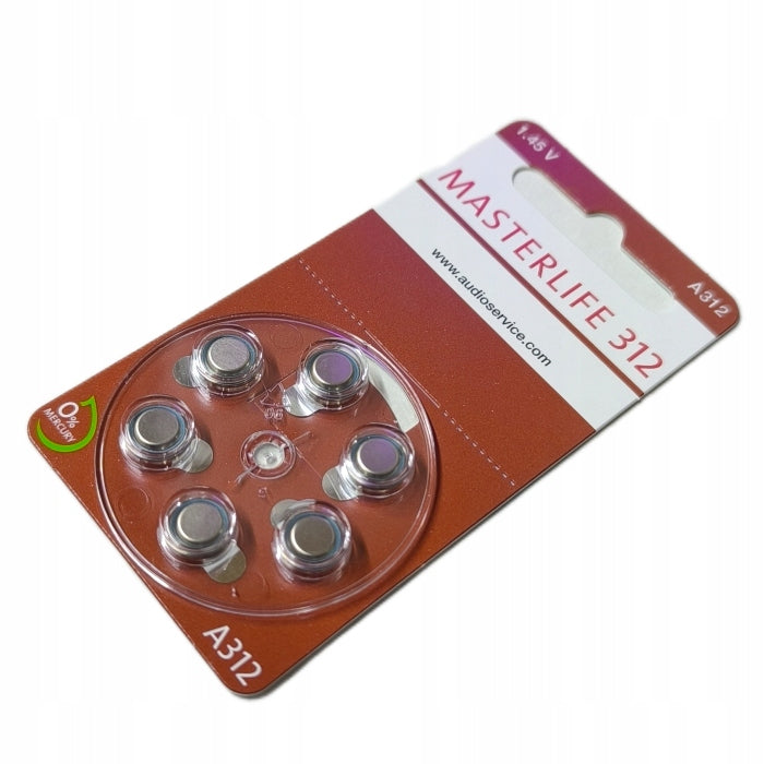 Battery Pack Hearing Aid Batteries 6-Pack 1.45V A312 Packaging status original