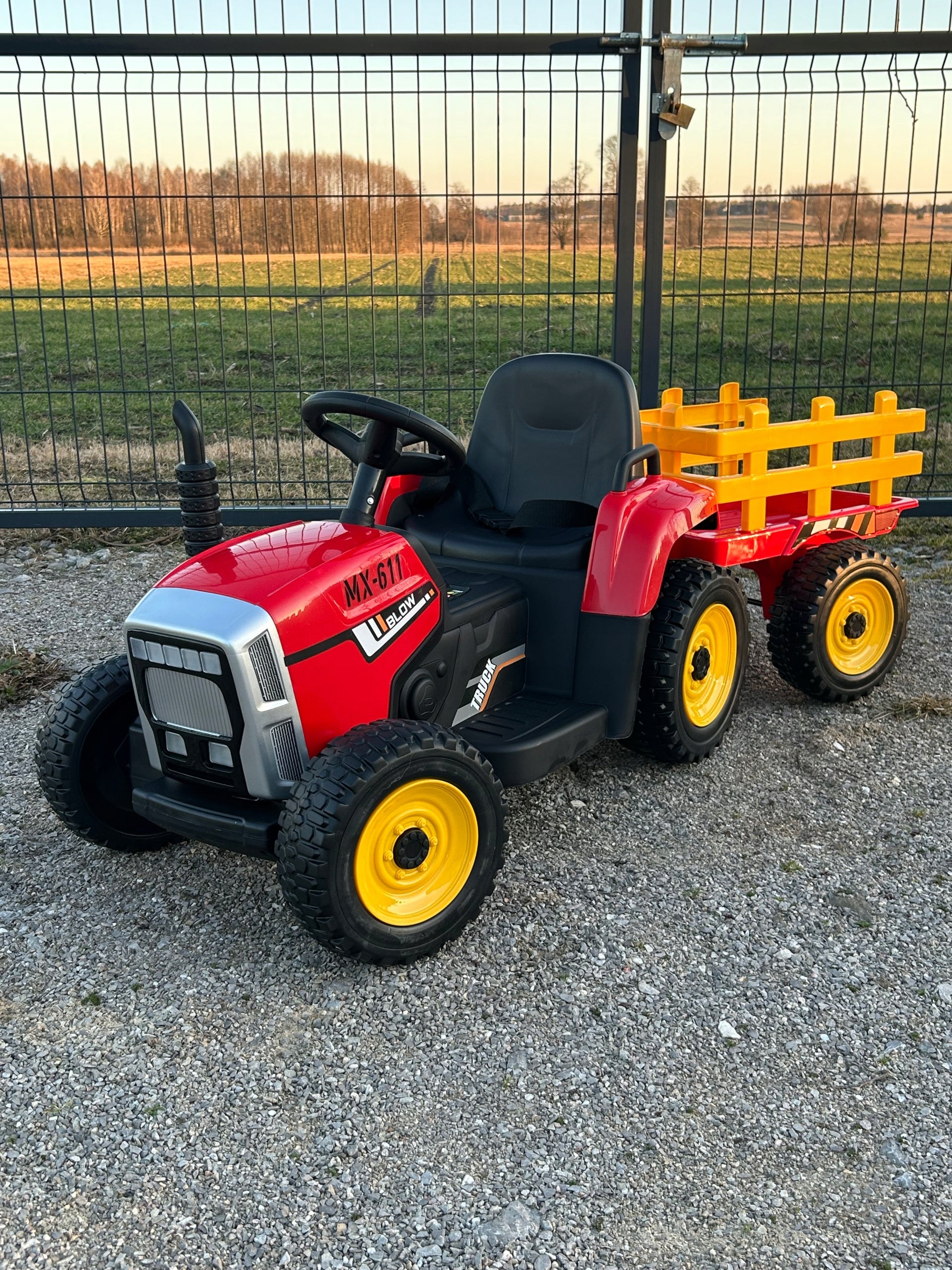 Battery Tractor with Trailer Pilot 12V Soft Wheels BLOW Red Color red