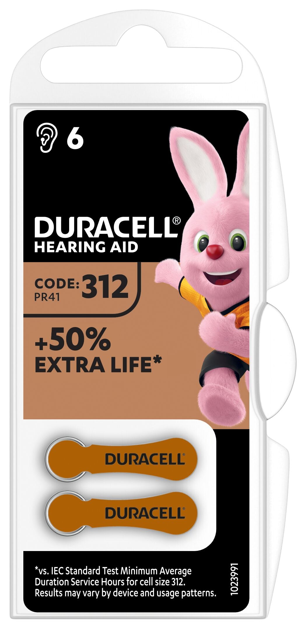 Battery for hearing aids Duracell 312 6 pcs. 180 mAh Packaging status original