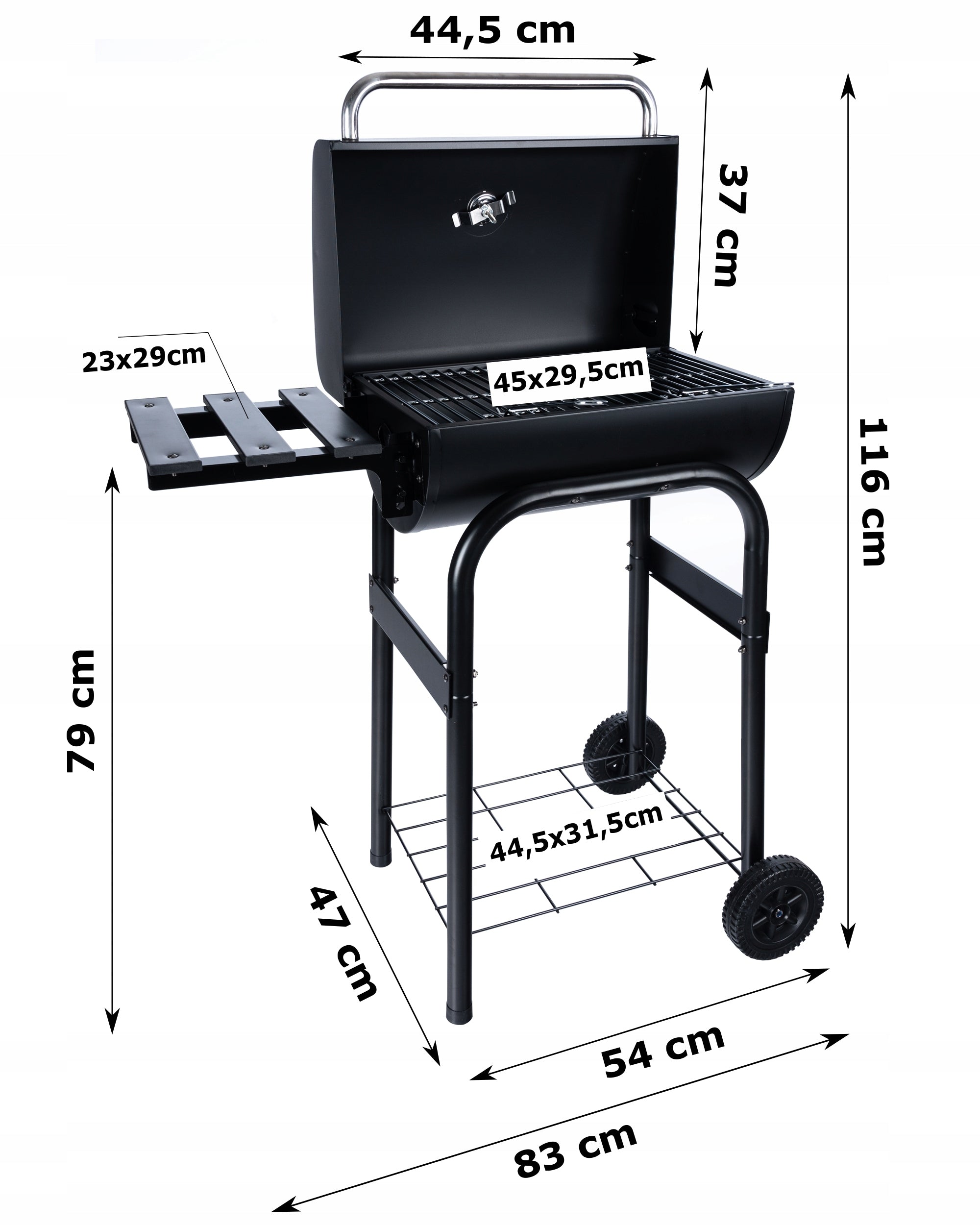 Bbq Portable Grill with Charcoal Garden Cover for Briquette Lockable + Chimney Grill height 116 cm