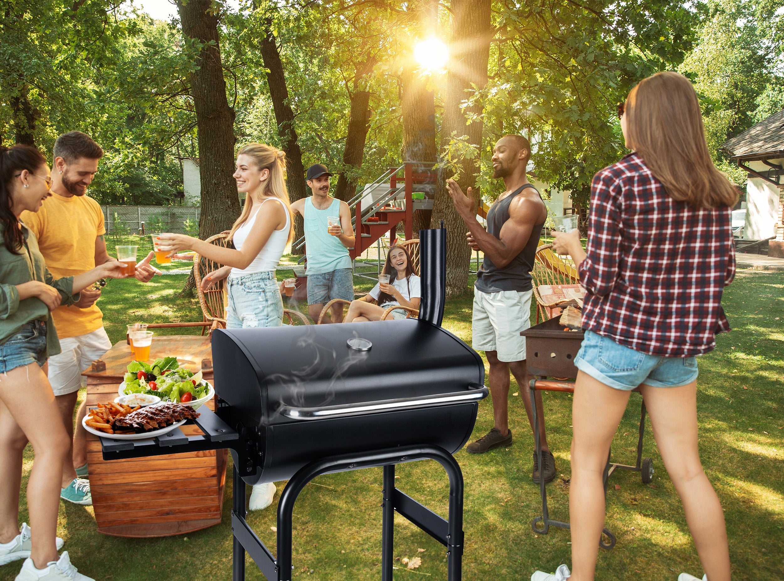 Bbq Portable Grill with Charcoal Garden Cover for Briquette Lockable + Chimney Manufacturer Gotel