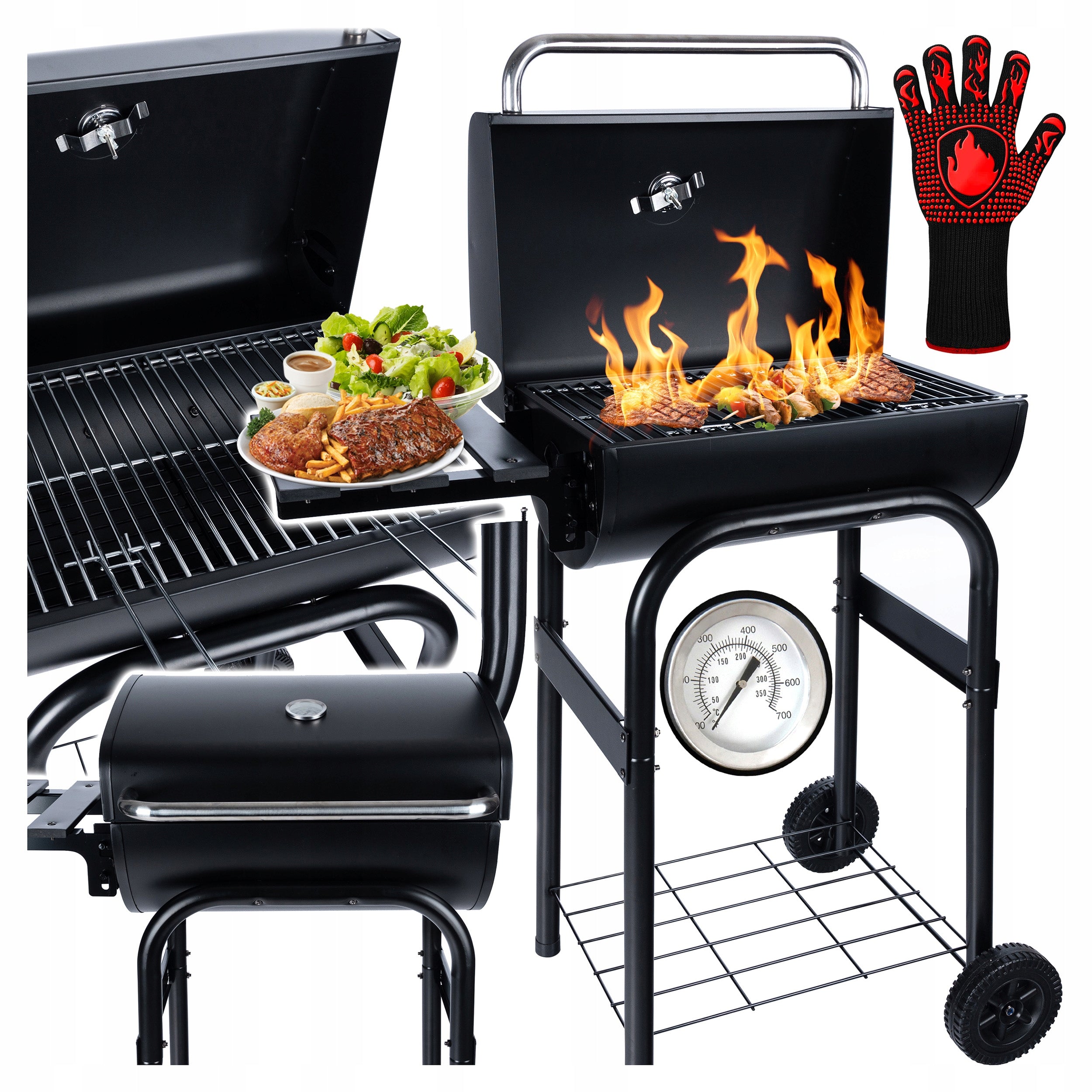 Bbq Portable Grill with Charcoal Garden Cover for Briquette Lockable + Chimney