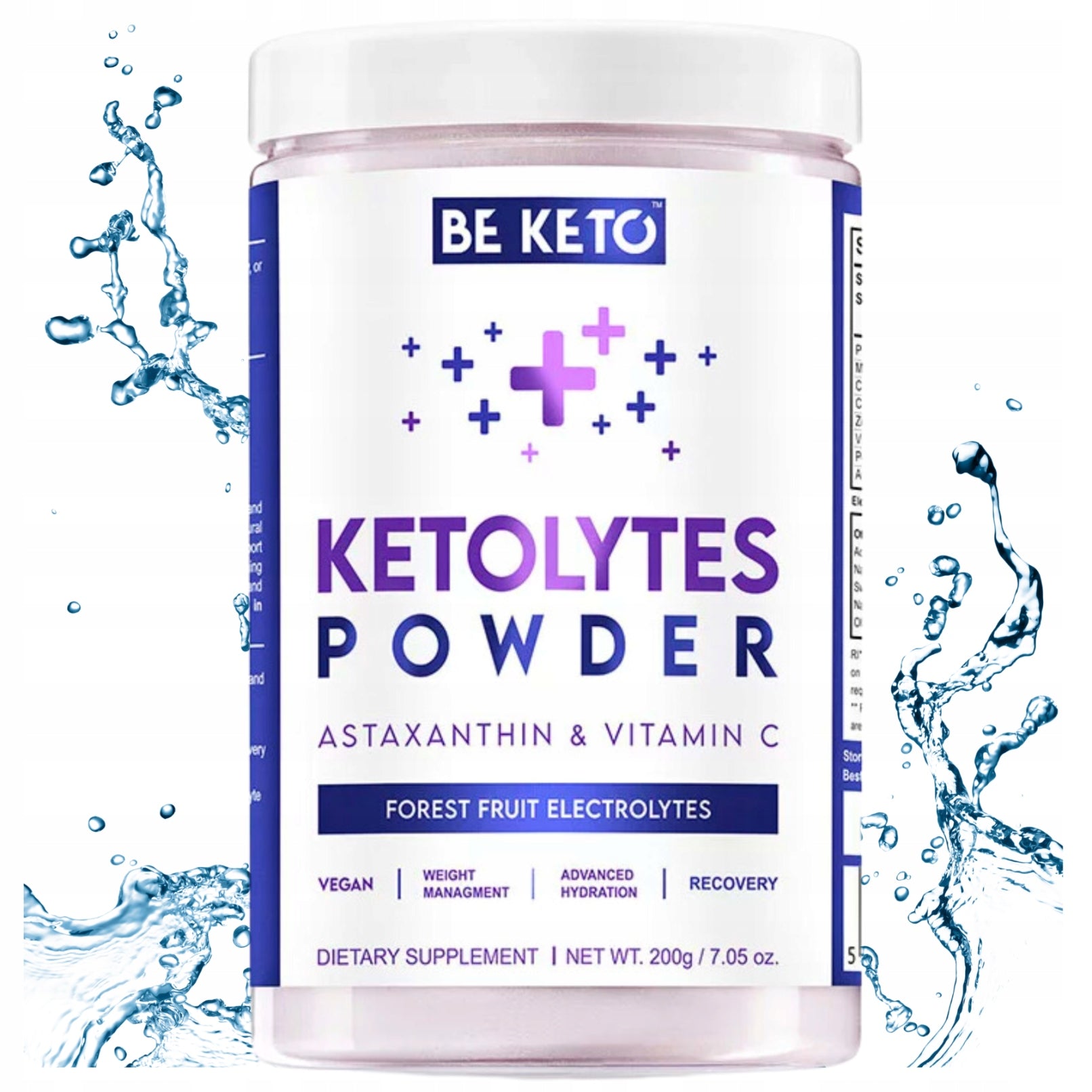 Be KETO ELECTROLYTES Powder MAGNESIUM POTASSIUM VITAMIN C CALCIUM Forest Fruit 200g Packaging status original