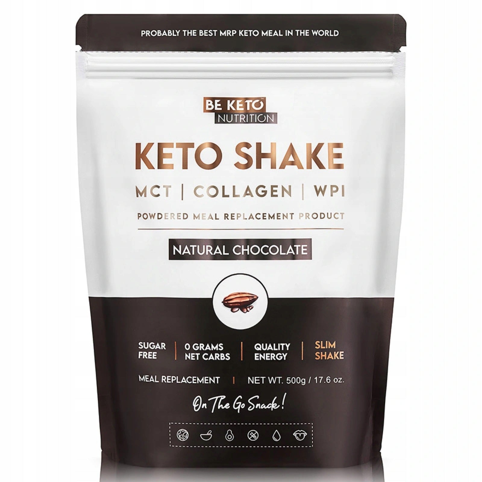 Be Keto Keto Shake Flavour Natural Chocolate 500g Sugar Free High Protein