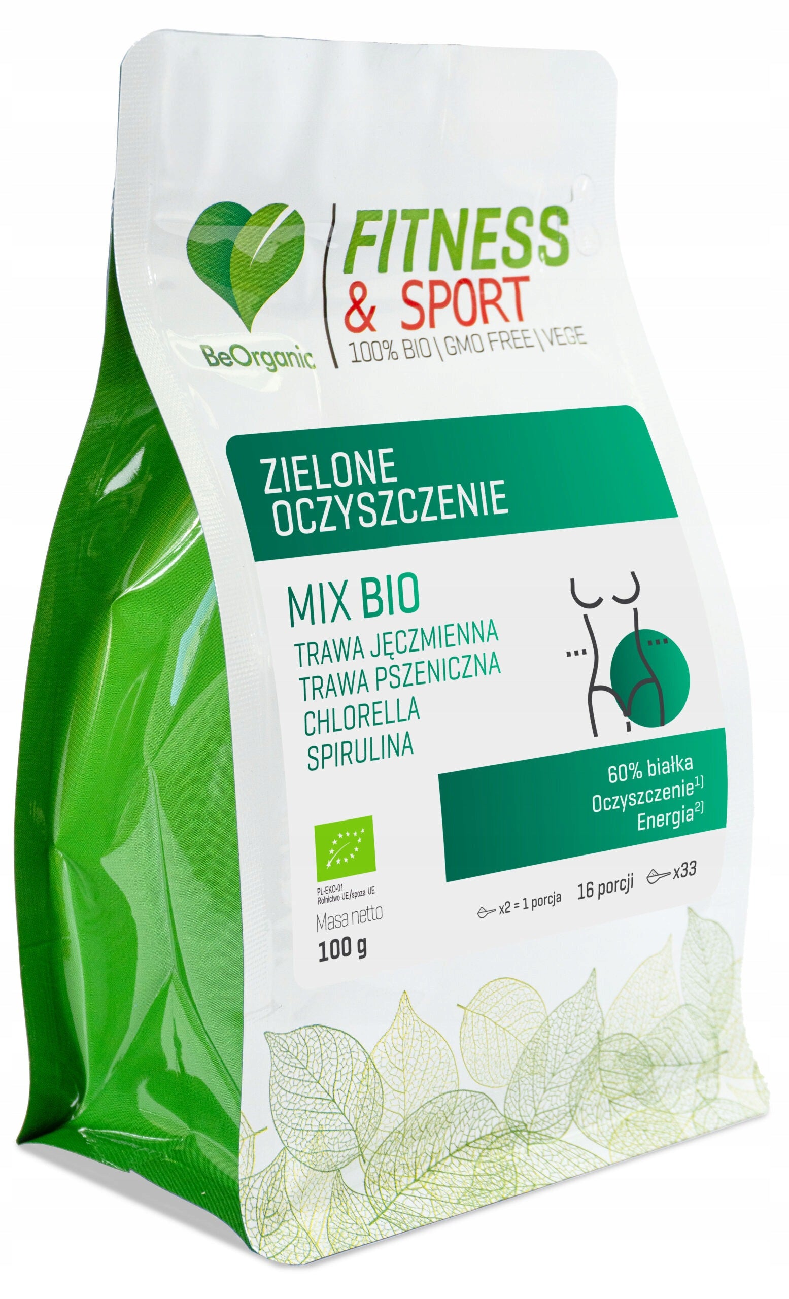 BeOrganic Fitness & Sport GREEN CLEANSING BIO Powder 100g
