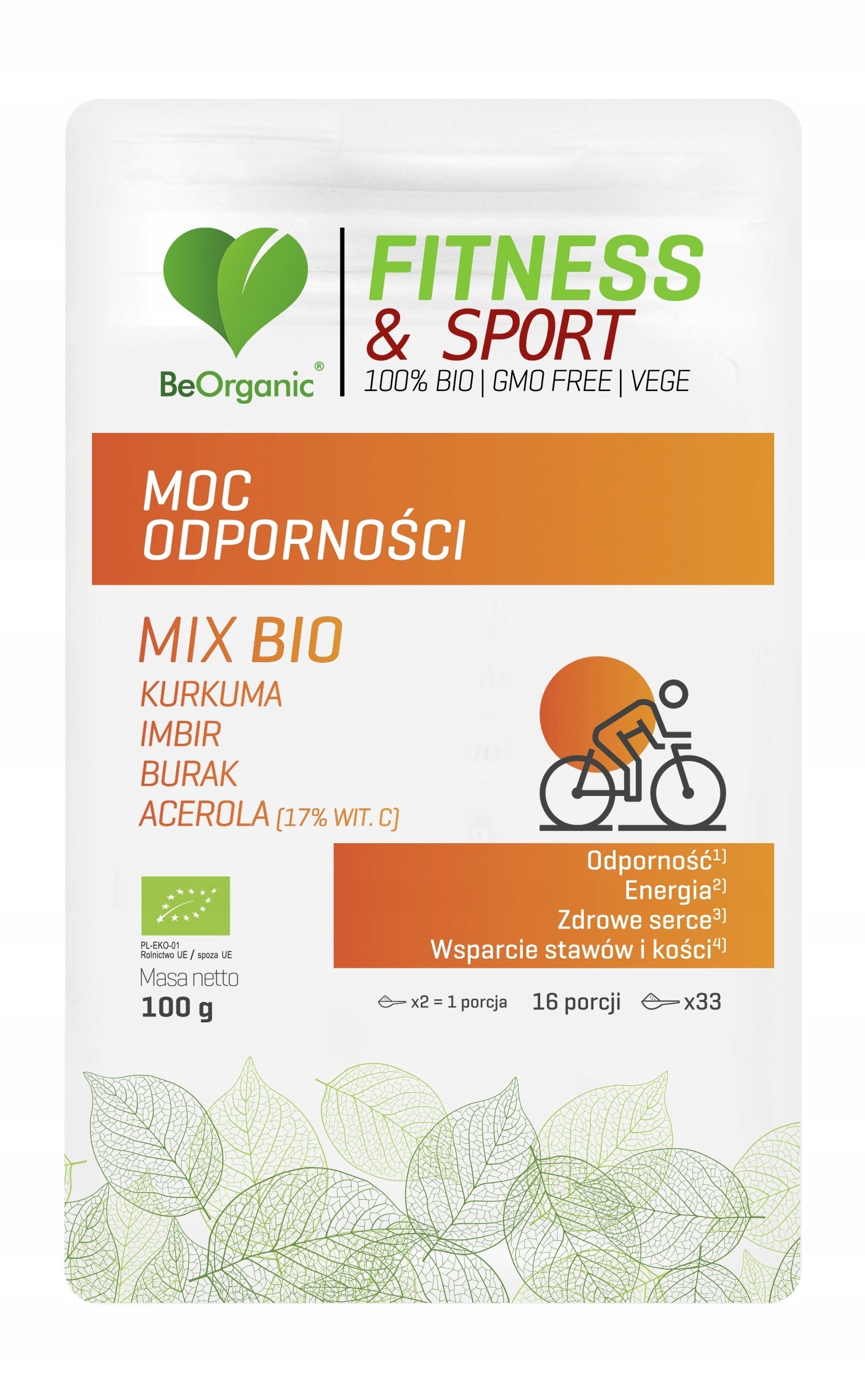 BeOrganic Fitness & Sport POWER RESISTANCE MIX BIO Powder 100g TURMERIC GINGER Expiration date not specified