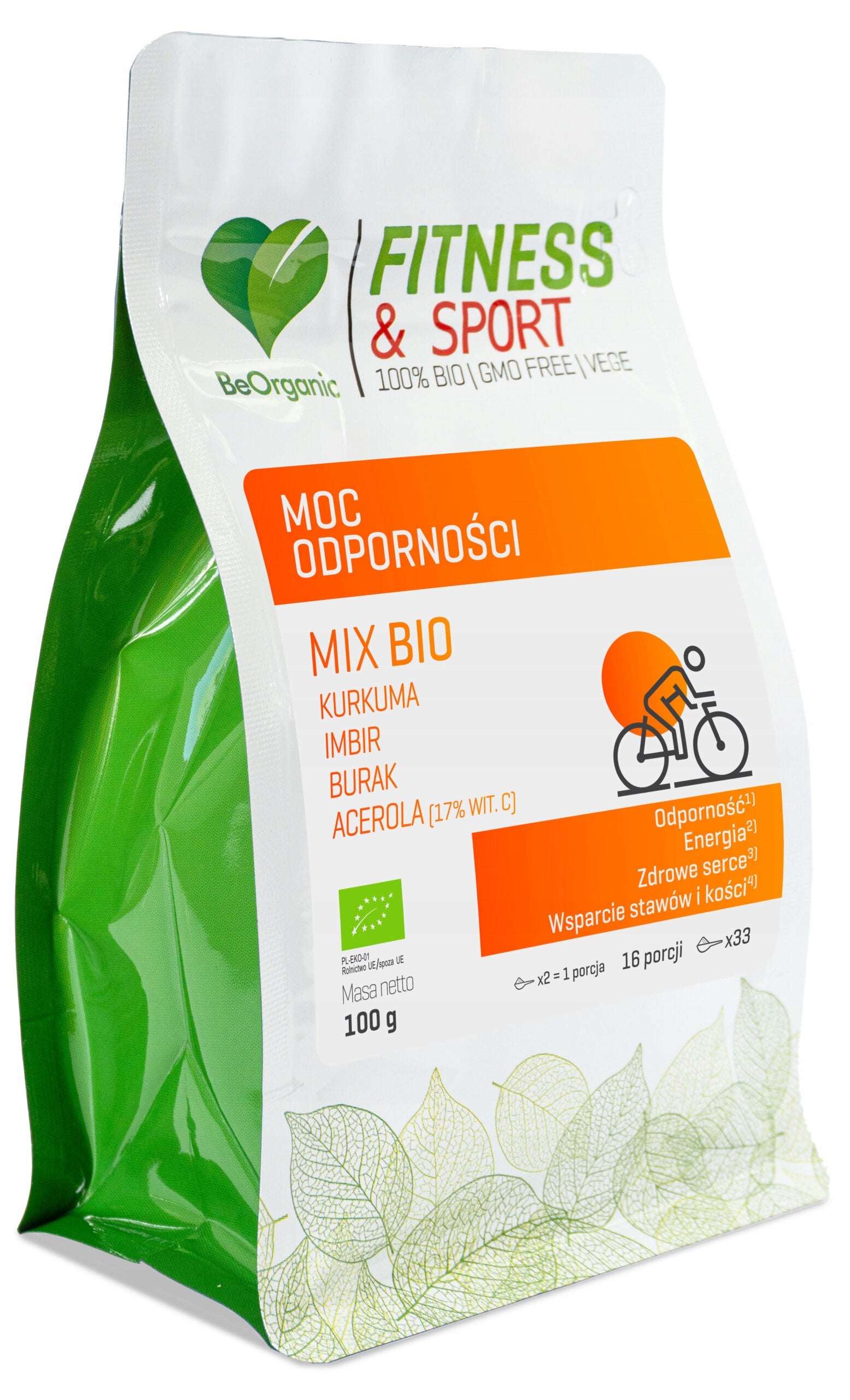 BeOrganic Fitness & Sport POWER RESISTANCE MIX BIO Powder 100g TURMERIC GINGER