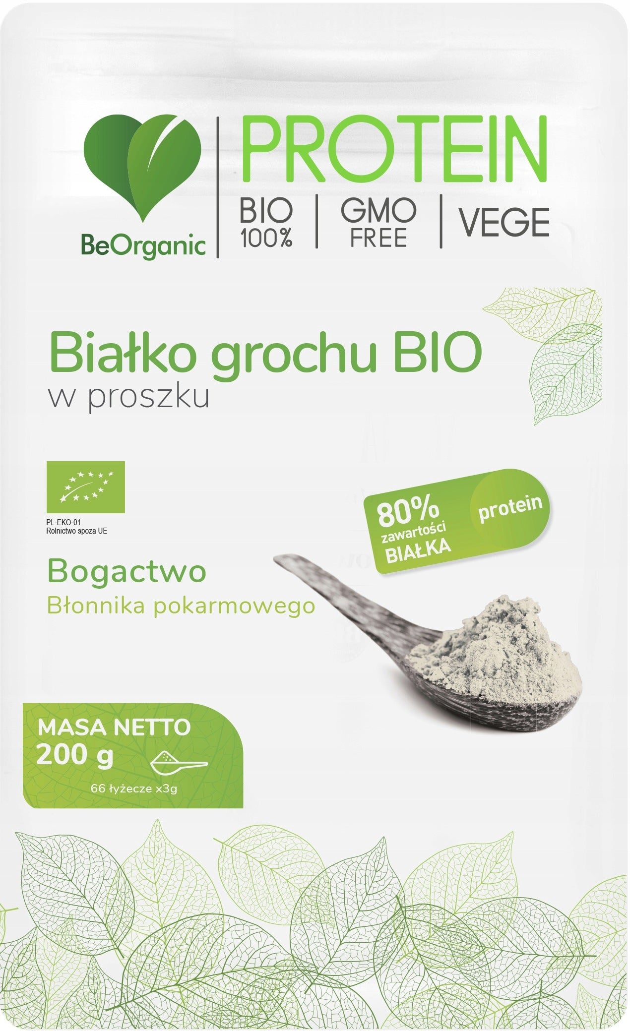 BeOrganic Protein PEA PROTEIN BIO POWDER 200g 50% PROTEIN Expiration date not specified