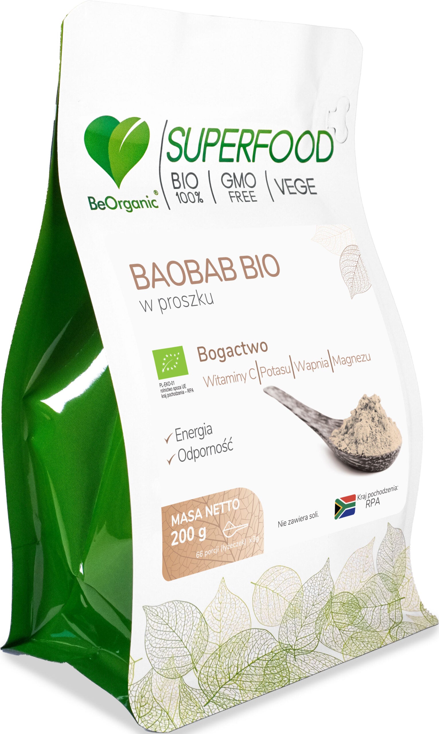 BeOrganic Superfood BAOBAB BIO Powder 200g VITAMIN C POTASSIUM CALCIUM MAGNESIUM