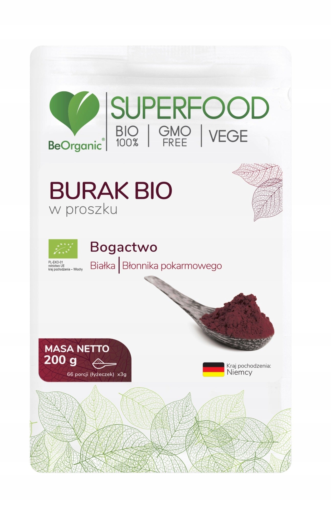 BeOrganic Superfood BEET BIO Powder 200g Expiration date not specified