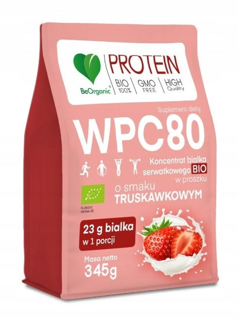 BeOrganic Whey Protein WPC 80 Strawberry BIO 345 g