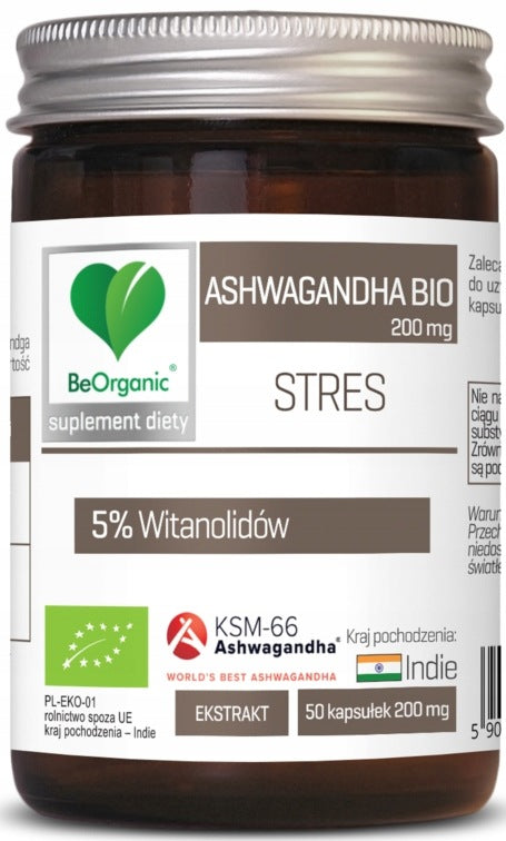 BeOrganic by Aliness ASHWAGANDHA KSM-66 5% BIO 200mg 50 capsules
