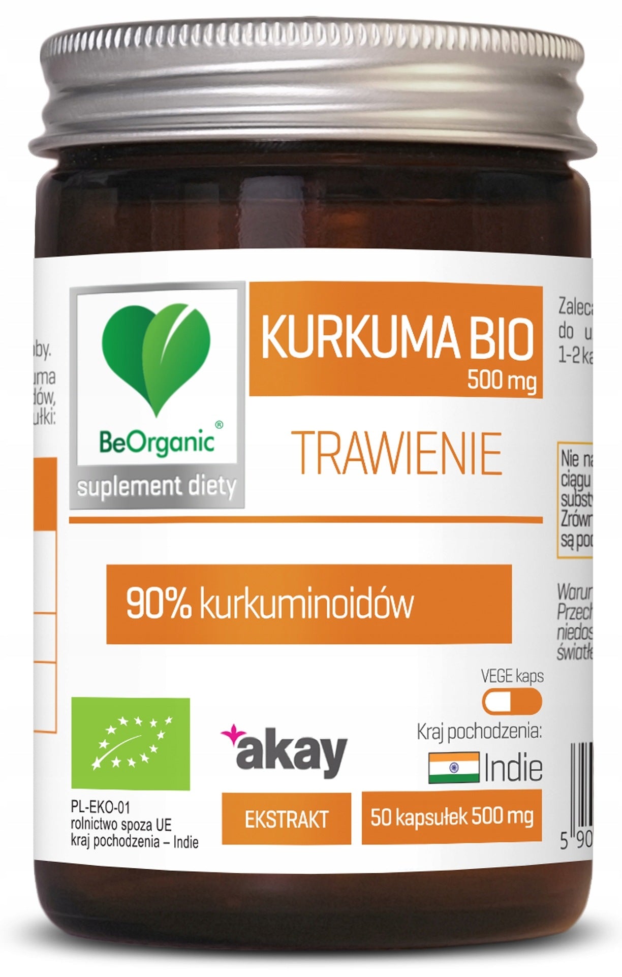 BeOrganic by Aliness KURKUMA BIO 90% 500mg 50 capsules