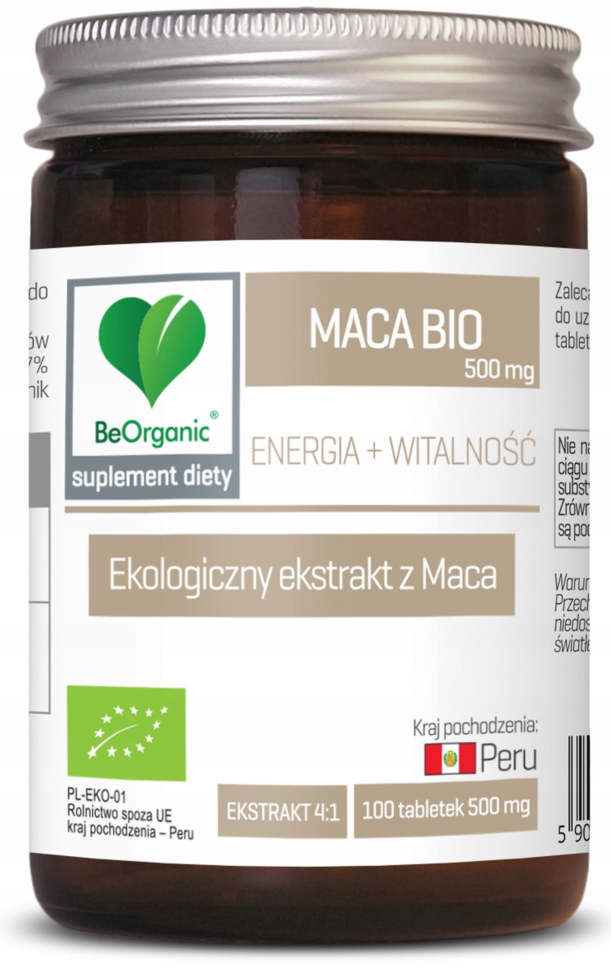 BeOrganic by Aliness MACA Extract BIO 450mg 100 Tablets