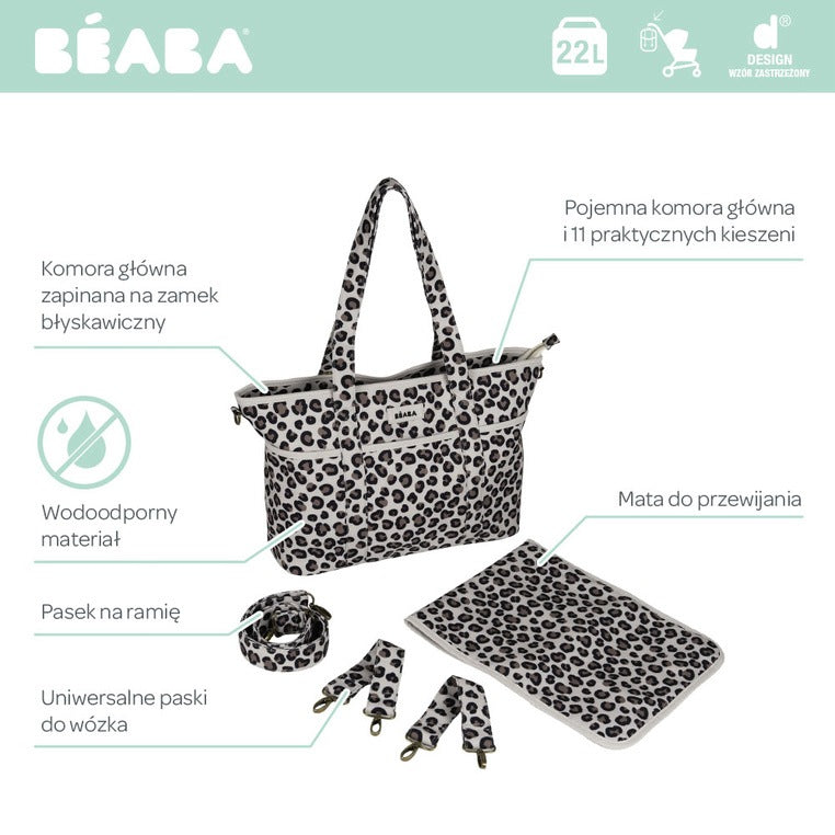Beaba Bag for Mom for Stroller 22L + Changing Mat Madrid Leopard Clay Manufacturer code 940369