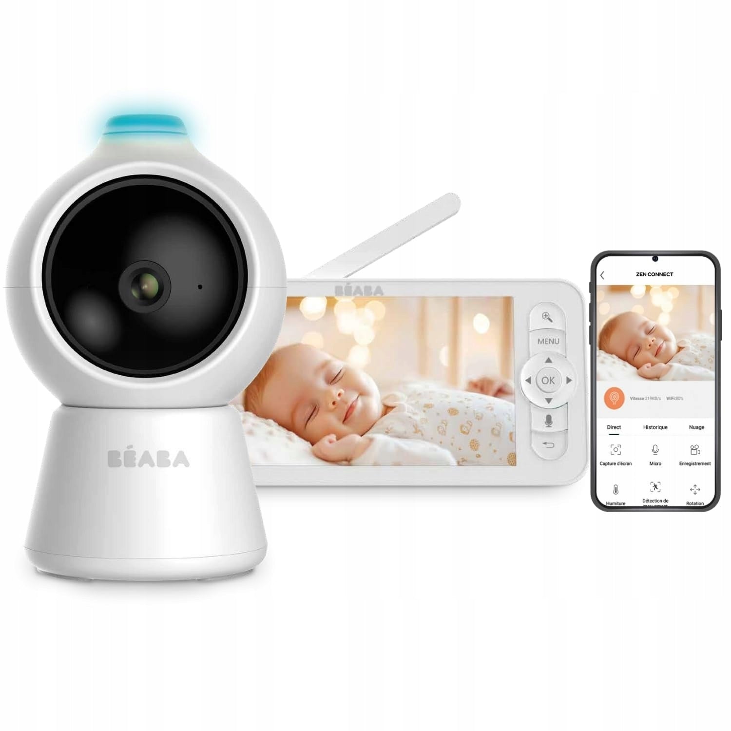 Béaba Zen Smart AI Baby Monitor 360° QHD Camera