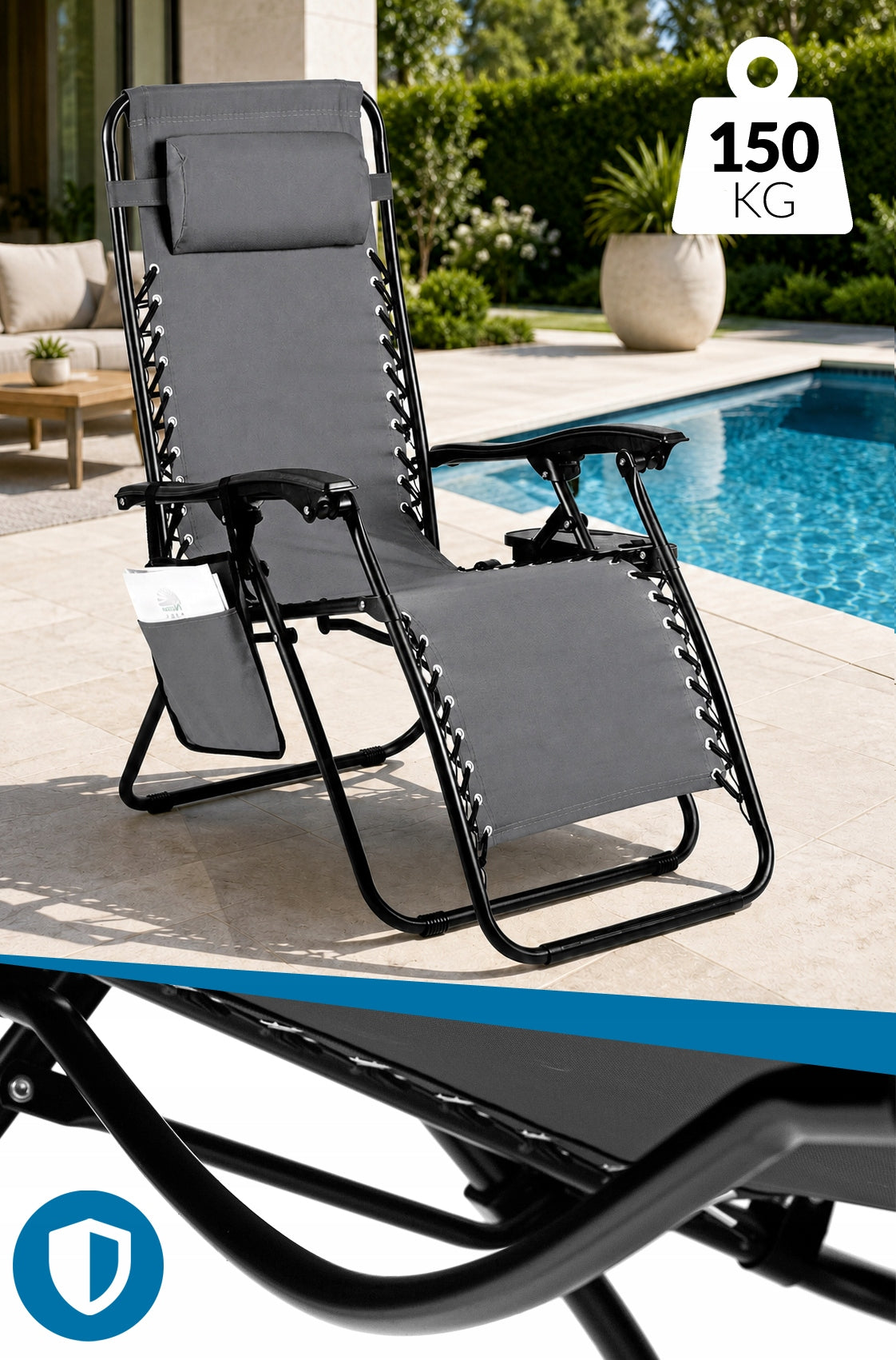 Beach Garden Lounger TRAY 4in1 Folding Armchair Adjustable LIGHT gravity Model ST-600