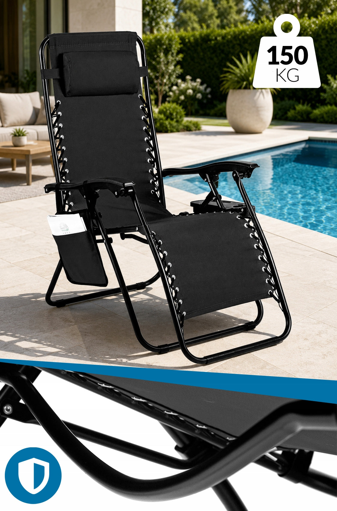 Beach Garden Lounger TRAY 4in1 Folding Armchair Adjustable LIGHT gravity Model ST-600