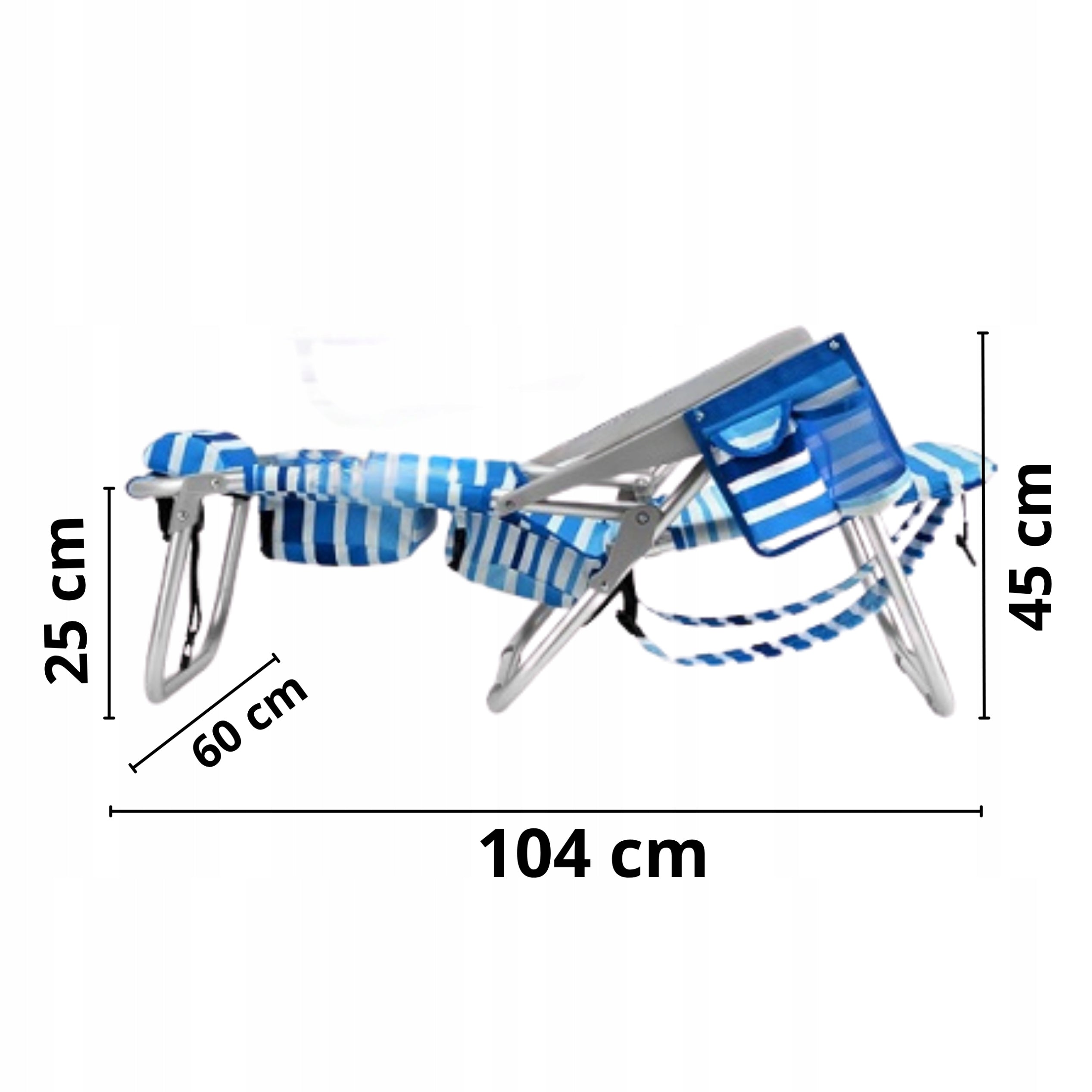 Beach Garden Sun Lounger Folding with Cushion Hiking Harness 150kg Brand Trizand