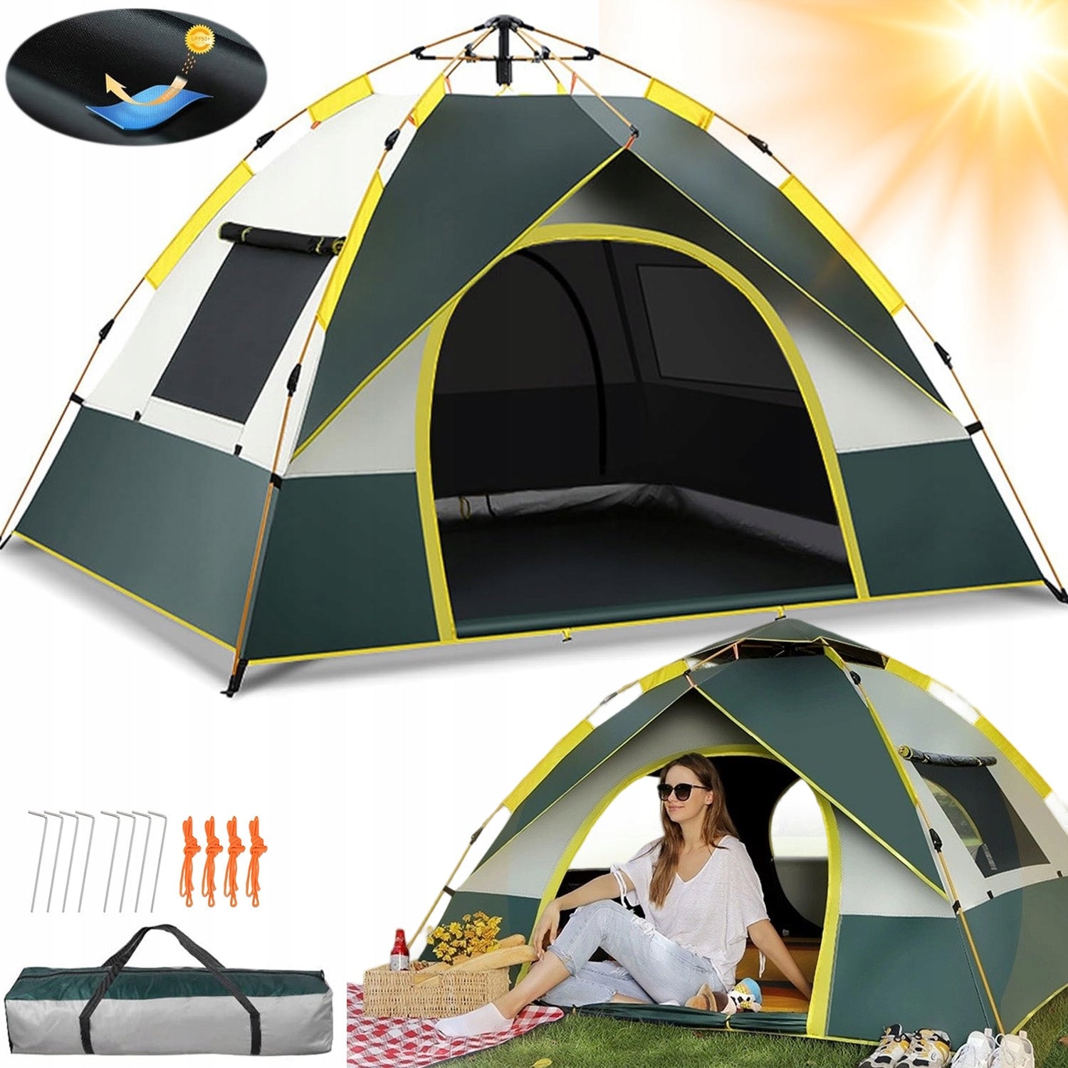 Beach Tent Camping Tent Tourist Quick Assembly Strong Durable Packaging status original