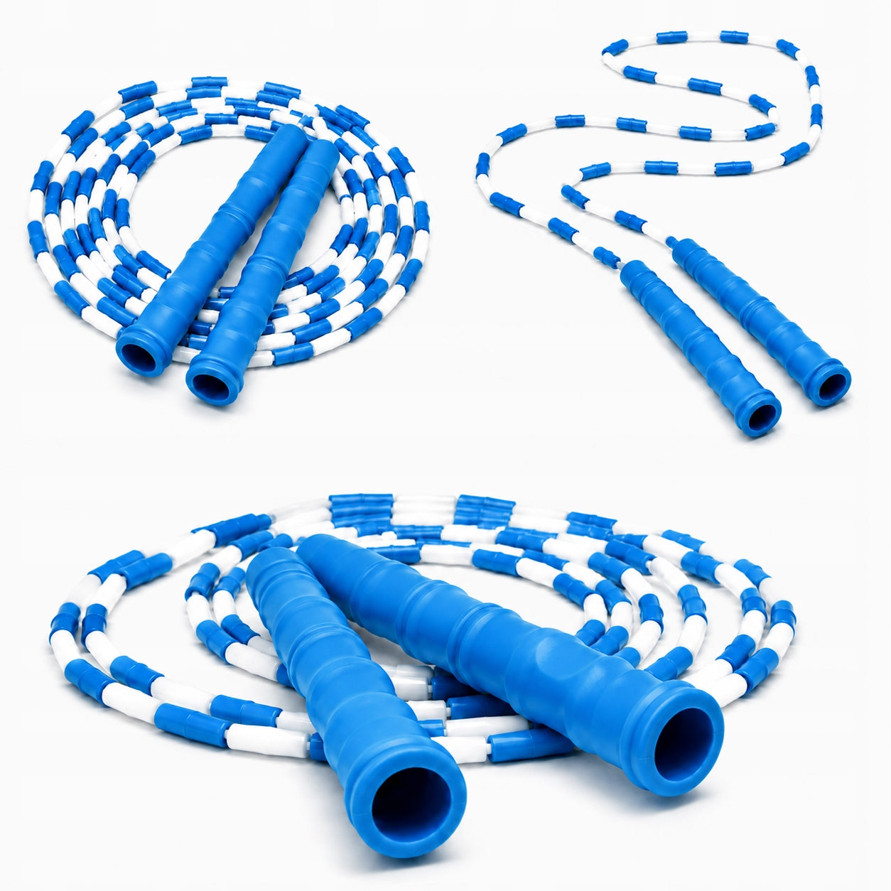 Bead jump rope for athletes adjustable CrossFit freestyle 305cm Y3S Manufacturer code Skakanka koralikowa biało-niebieska