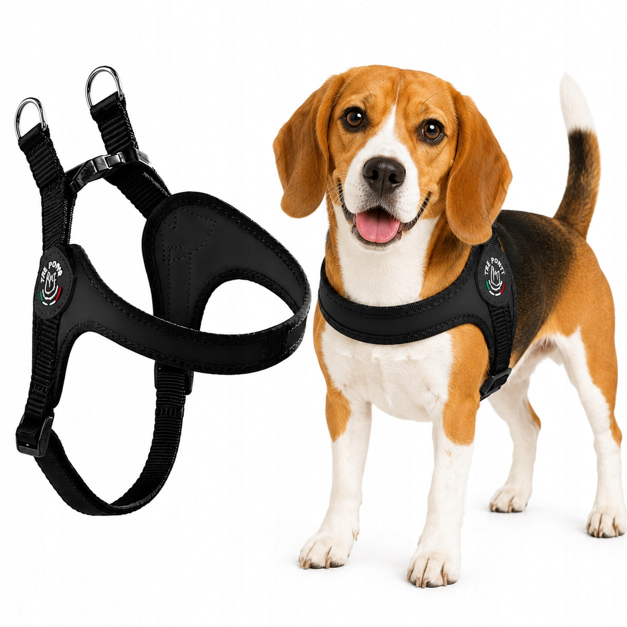 Beagle dog harness, English Bulldog 61-77cm TRE PONTI black size. 4