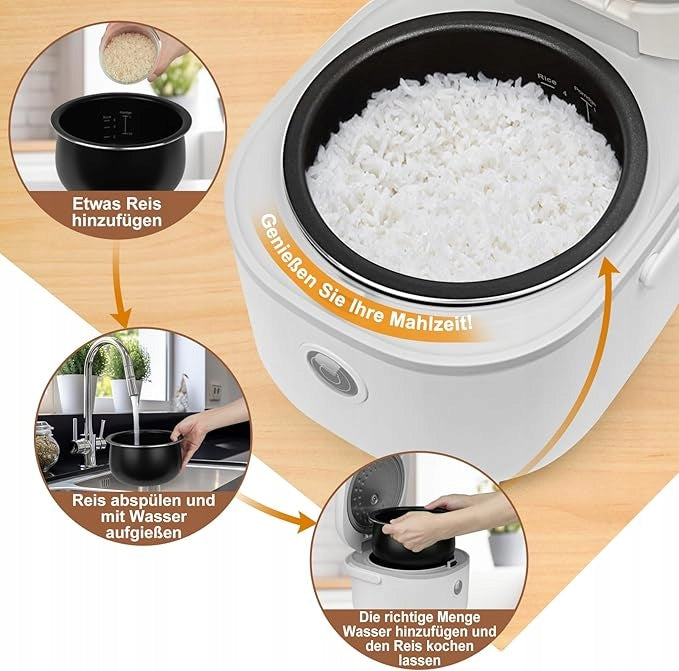 Bear electric mini rice cooker 6 cooking functions 2l white Brand Bear