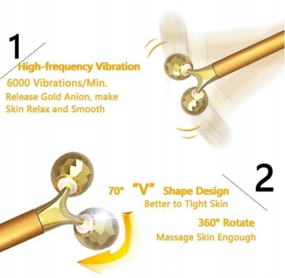 Beauty Bar 24K Gold Face Massager Pu-lse Shaped Massager Packaging status original