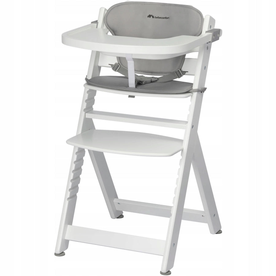 Bebeconfort Timba Highchair with White Gray Insert Color white shades of gray and silver