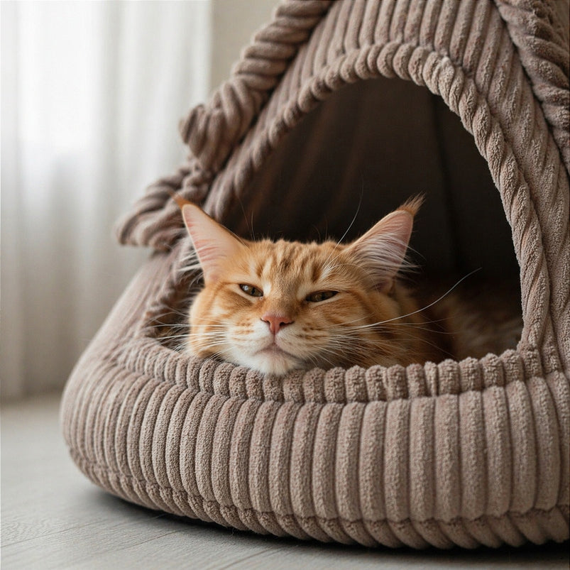 Bed BUDKA cat house up to 8kg RATTLE CAT CAP with toy 50cm COLORS Packaging status original