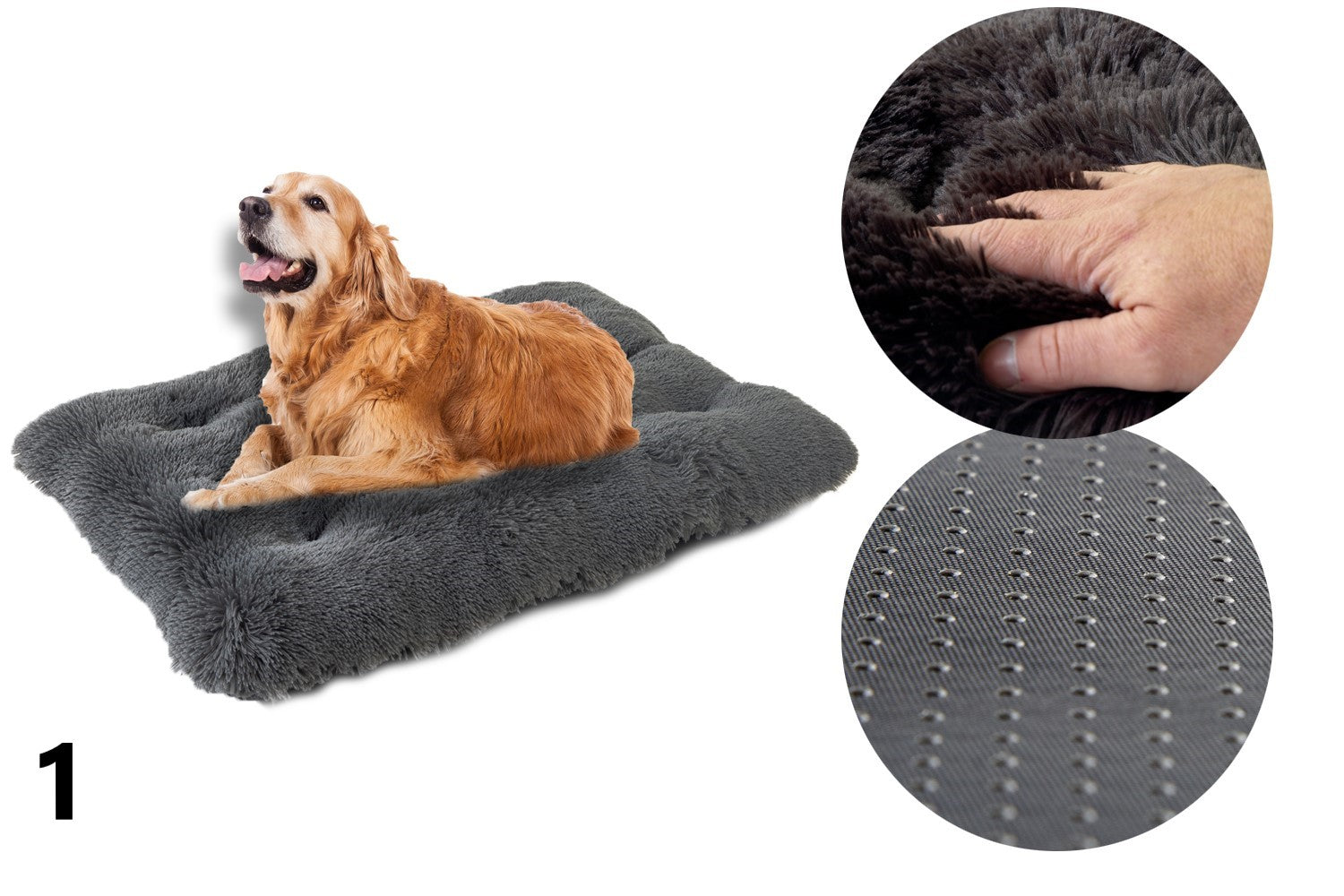 Bed Cushion for dog and cat SHAGGY soft and hairy 100x70 Grey Packaging status original