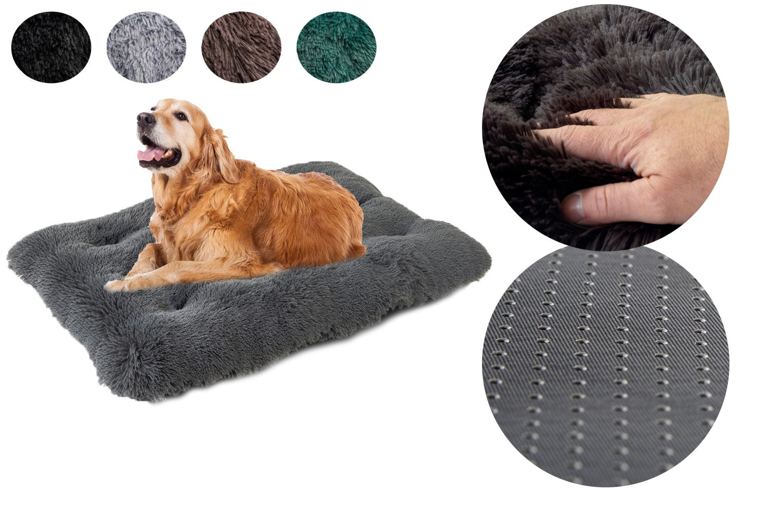 Bed Cushion for dog and cat SHAGGY soft and hairy 100x70 Grey