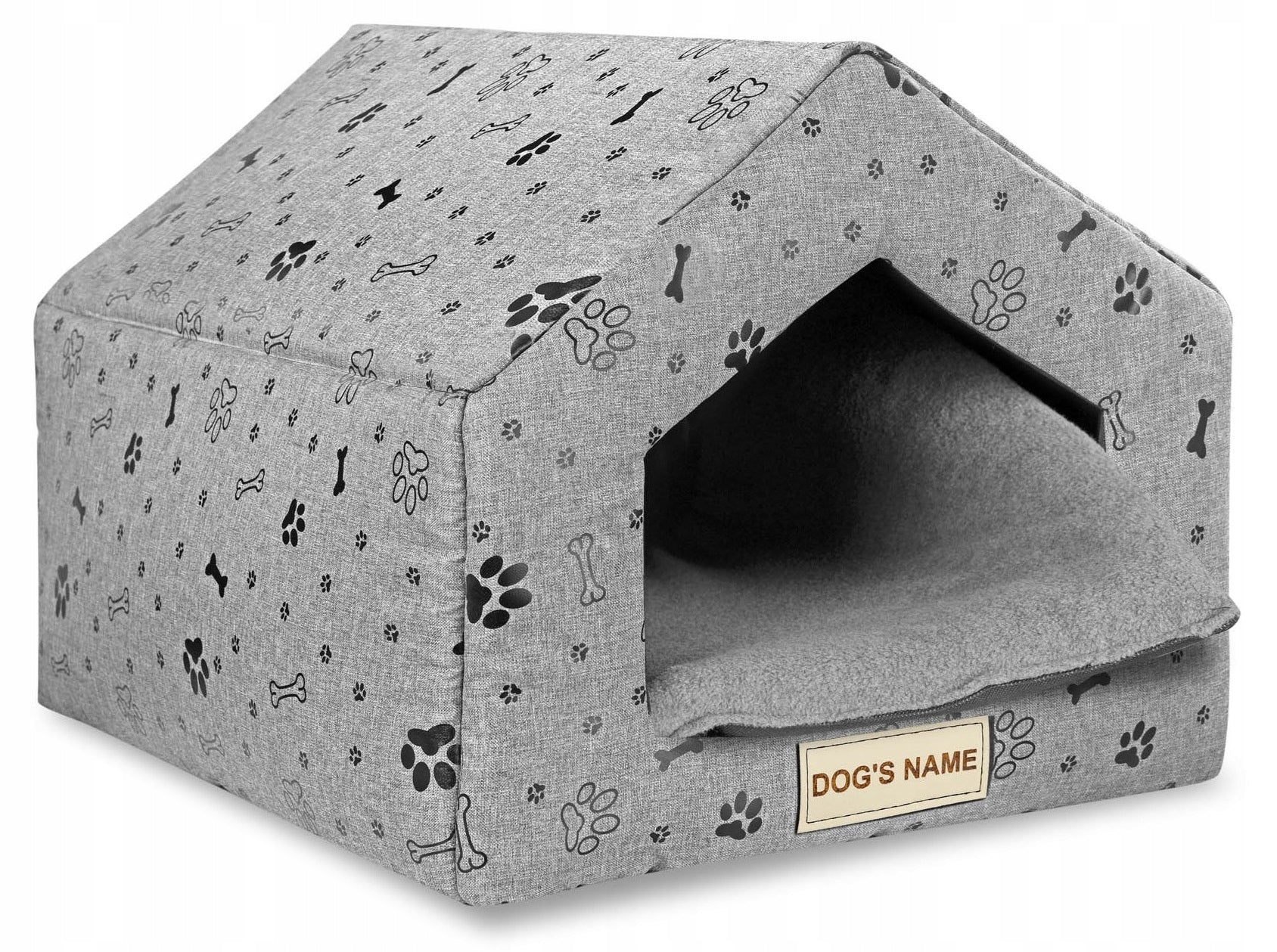 Bed Dog House Cat Booth Playpen for Dog Grey + Dog Name 50x40 cm Brand no brand